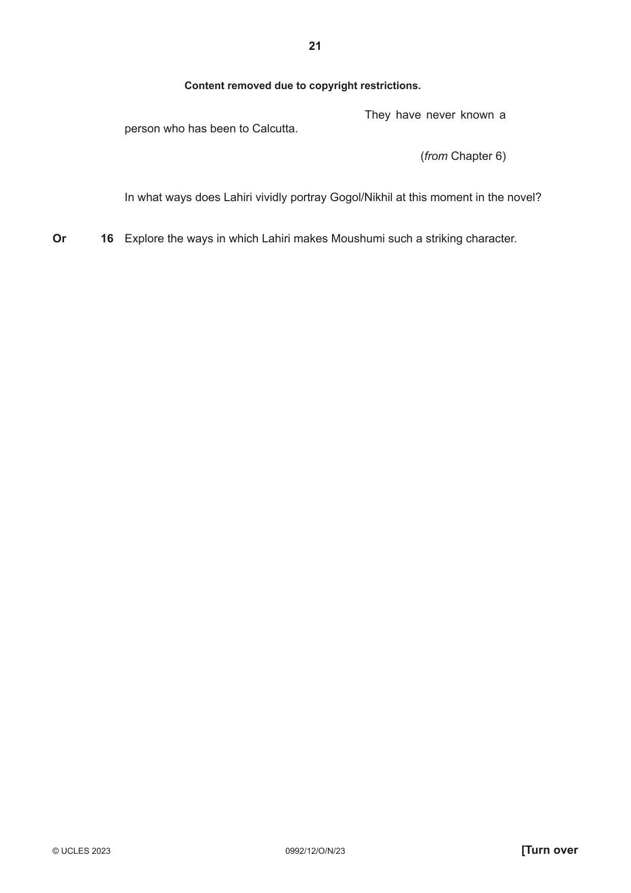 Cambridge IGCSE English - Literature in English (9-1) 0992 2023 Oct/Nov Paper 1 · Variant 2 question paper, page 21 of 28