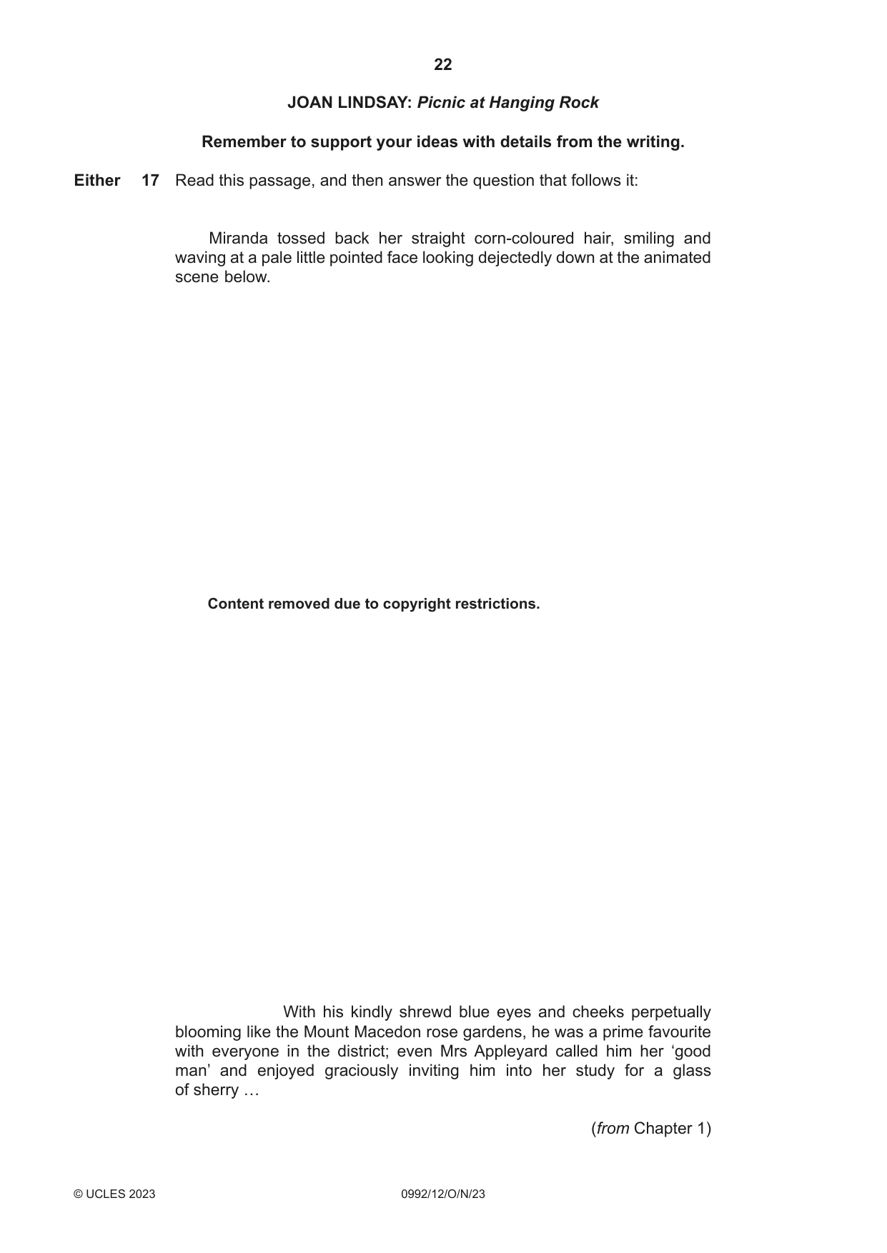 Cambridge IGCSE English - Literature in English (9-1) 0992 2023 Oct/Nov Paper 1 · Variant 2 question paper, page 22 of 28