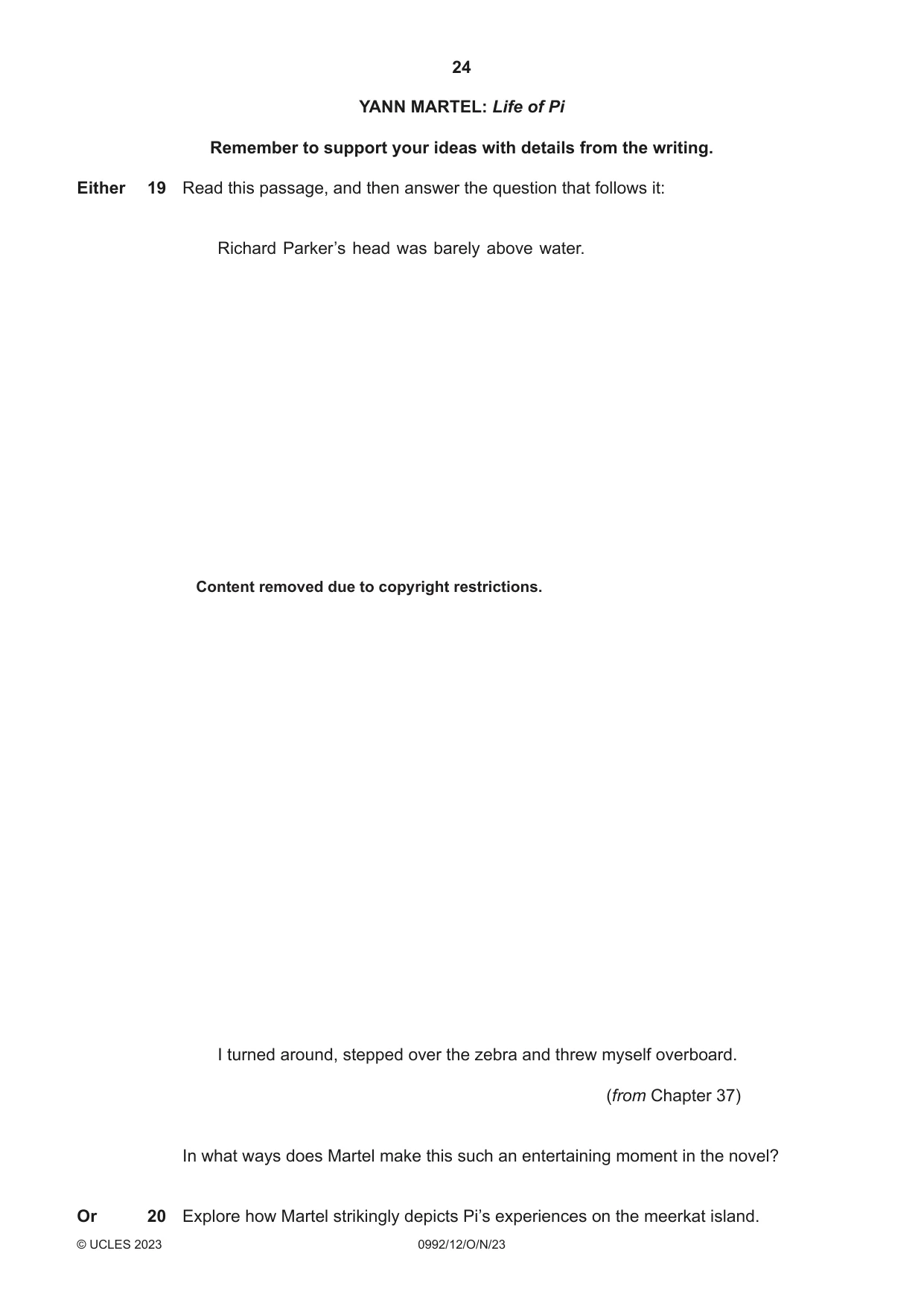 Cambridge IGCSE English - Literature in English (9-1) 0992 2023 Oct/Nov Paper 1 · Variant 2 question paper, page 24 of 28