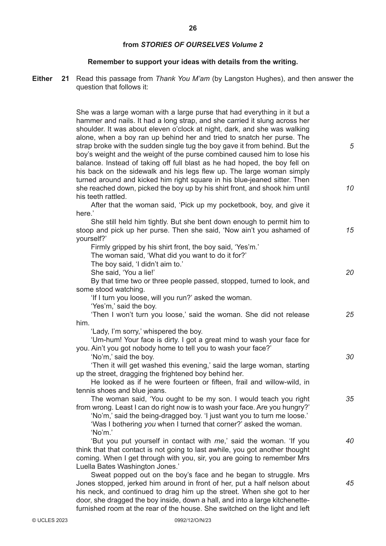 Cambridge IGCSE English - Literature in English (9-1) 0992 2023 Oct/Nov Paper 1 · Variant 2 question paper, page 26 of 28