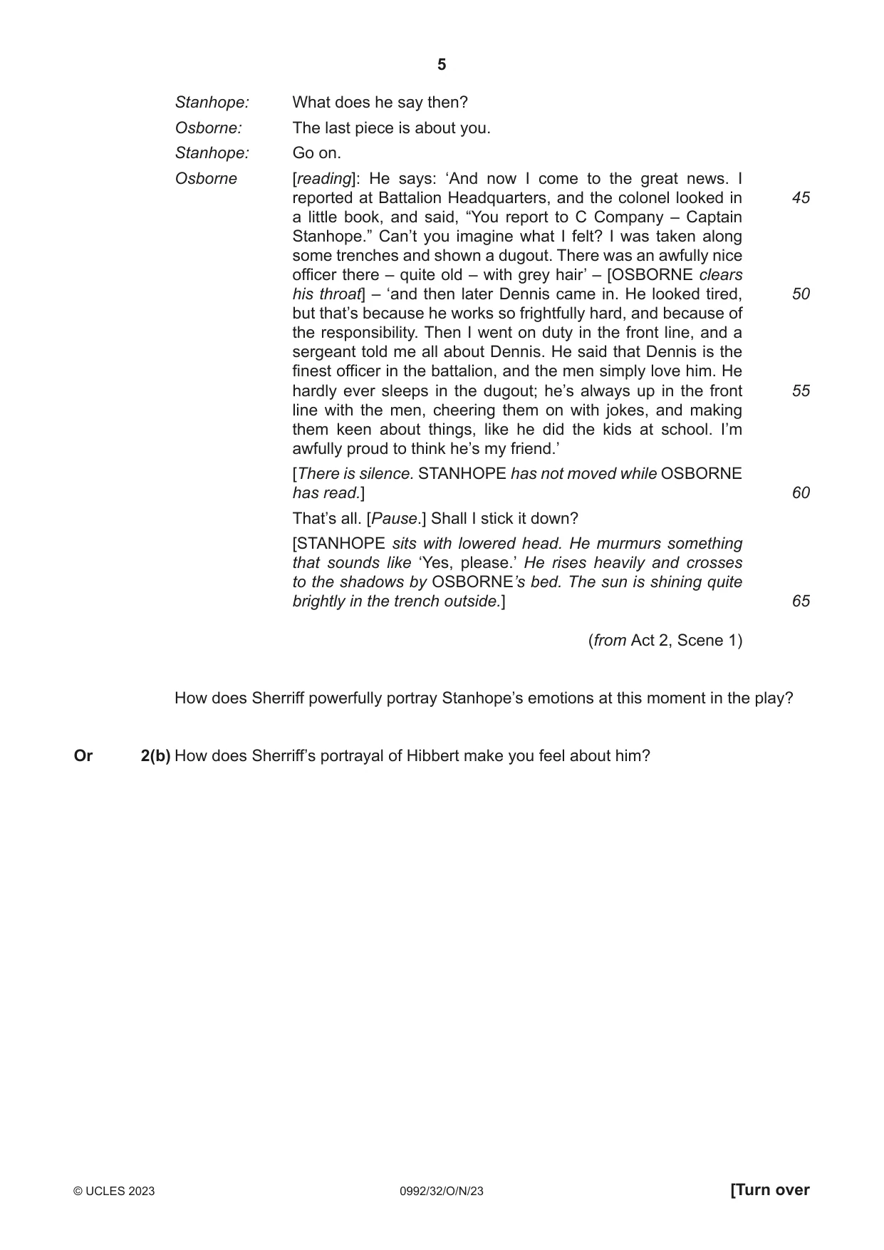 Cambridge IGCSE English - Literature in English (9-1) 0992 2023 Oct/Nov Paper 3 · Variant 2 question paper, page 5 of 12