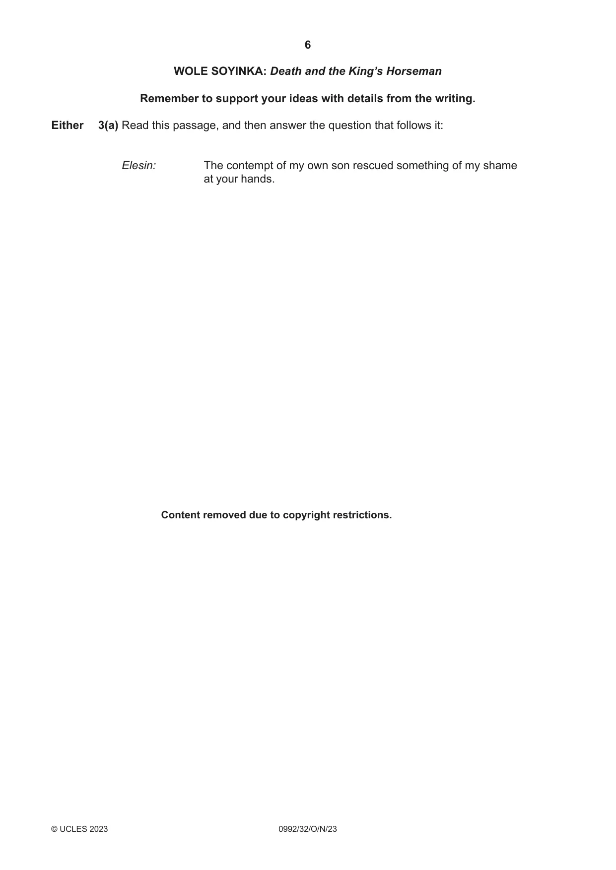 Cambridge IGCSE English - Literature in English (9-1) 0992 2023 Oct/Nov Paper 3 · Variant 2 question paper, page 6 of 12
