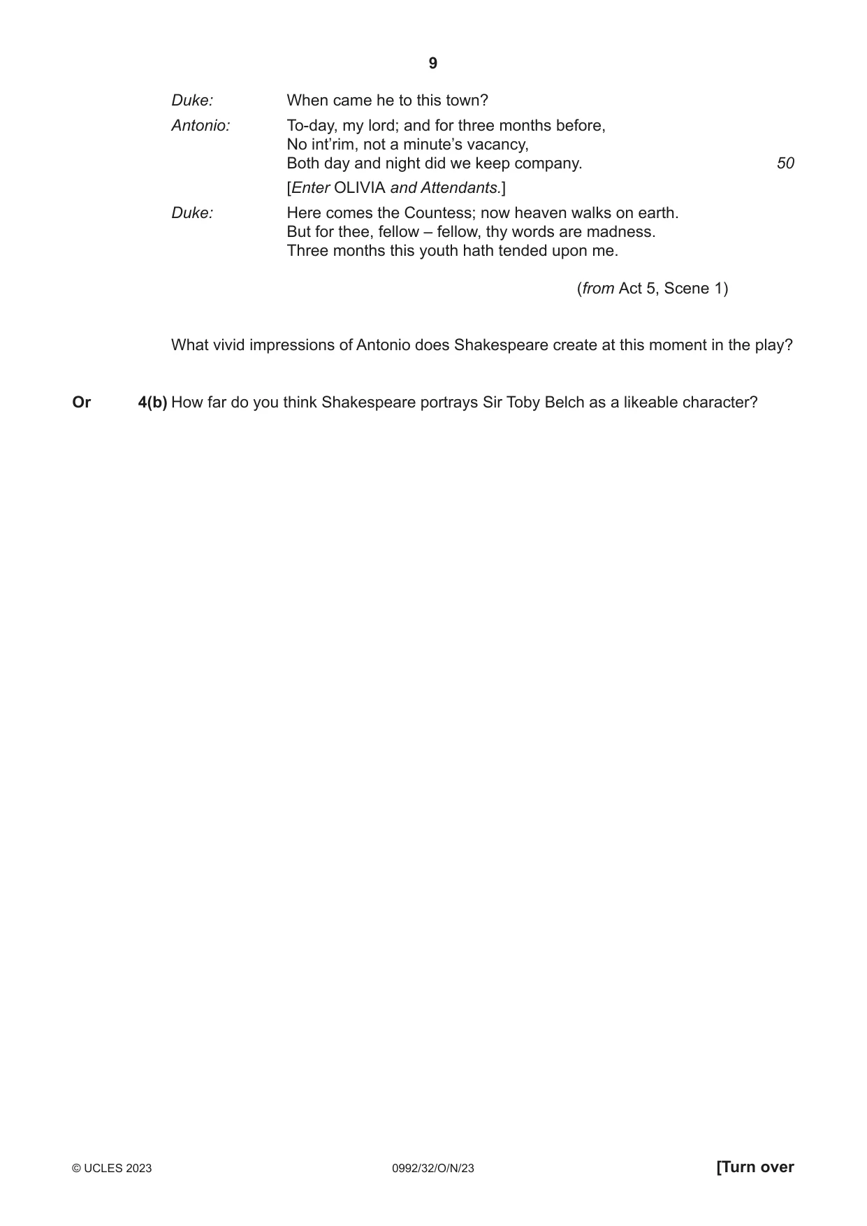 Cambridge IGCSE English - Literature in English (9-1) 0992 2023 Oct/Nov Paper 3 · Variant 2 question paper, page 9 of 12