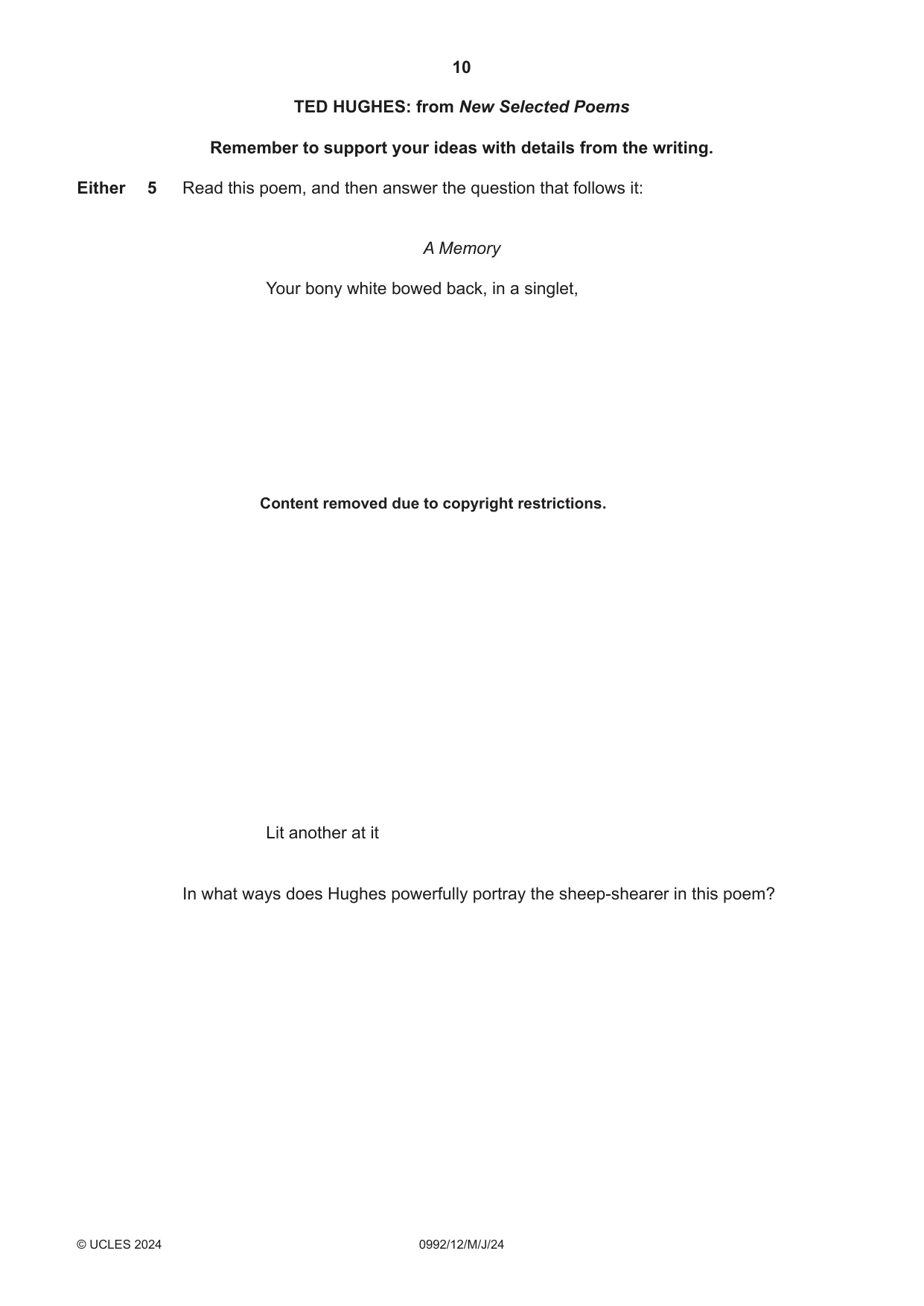 Cambridge IGCSE English - Literature in English (9-1) 0992 2024 May/June Paper 1 · Variant 2 question paper, page 10 of 28