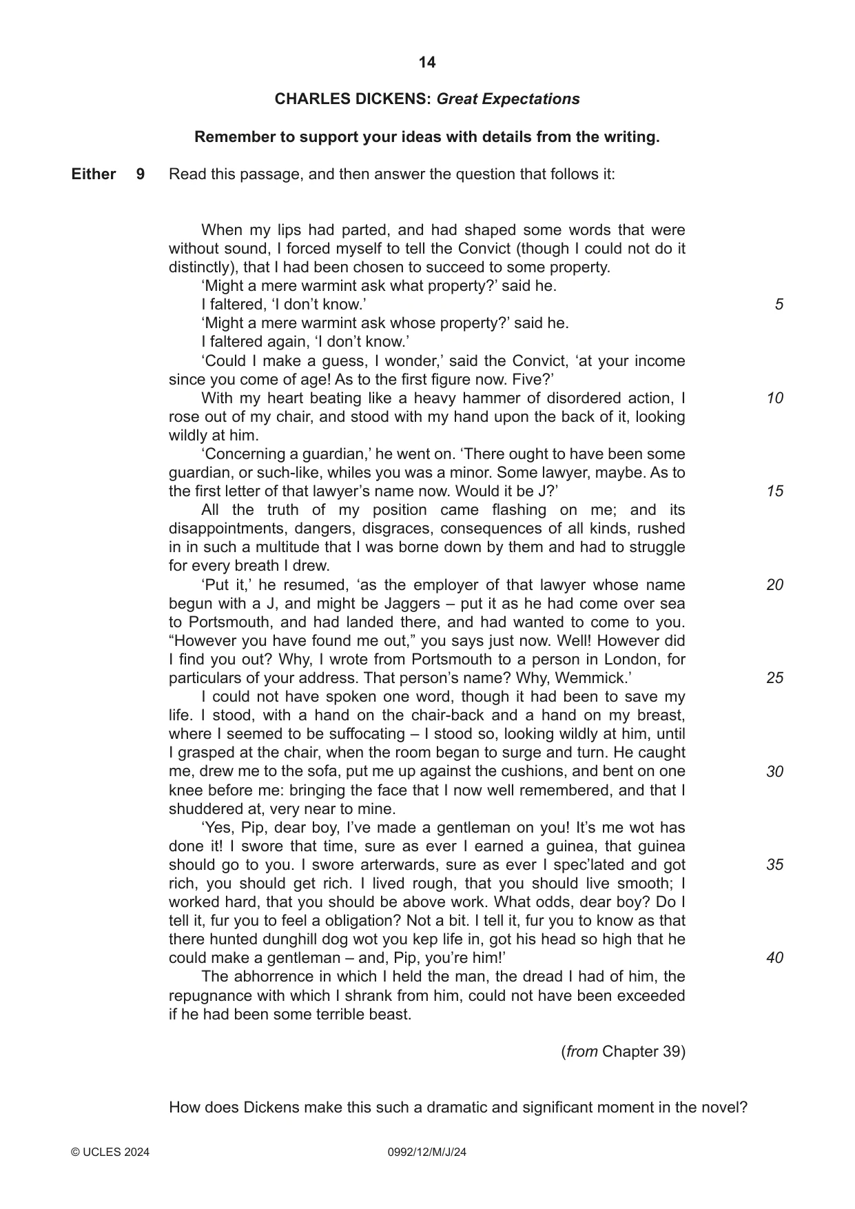 Cambridge IGCSE English - Literature in English (9-1) 0992 2024 May/June Paper 1 · Variant 2 question paper, page 14 of 28