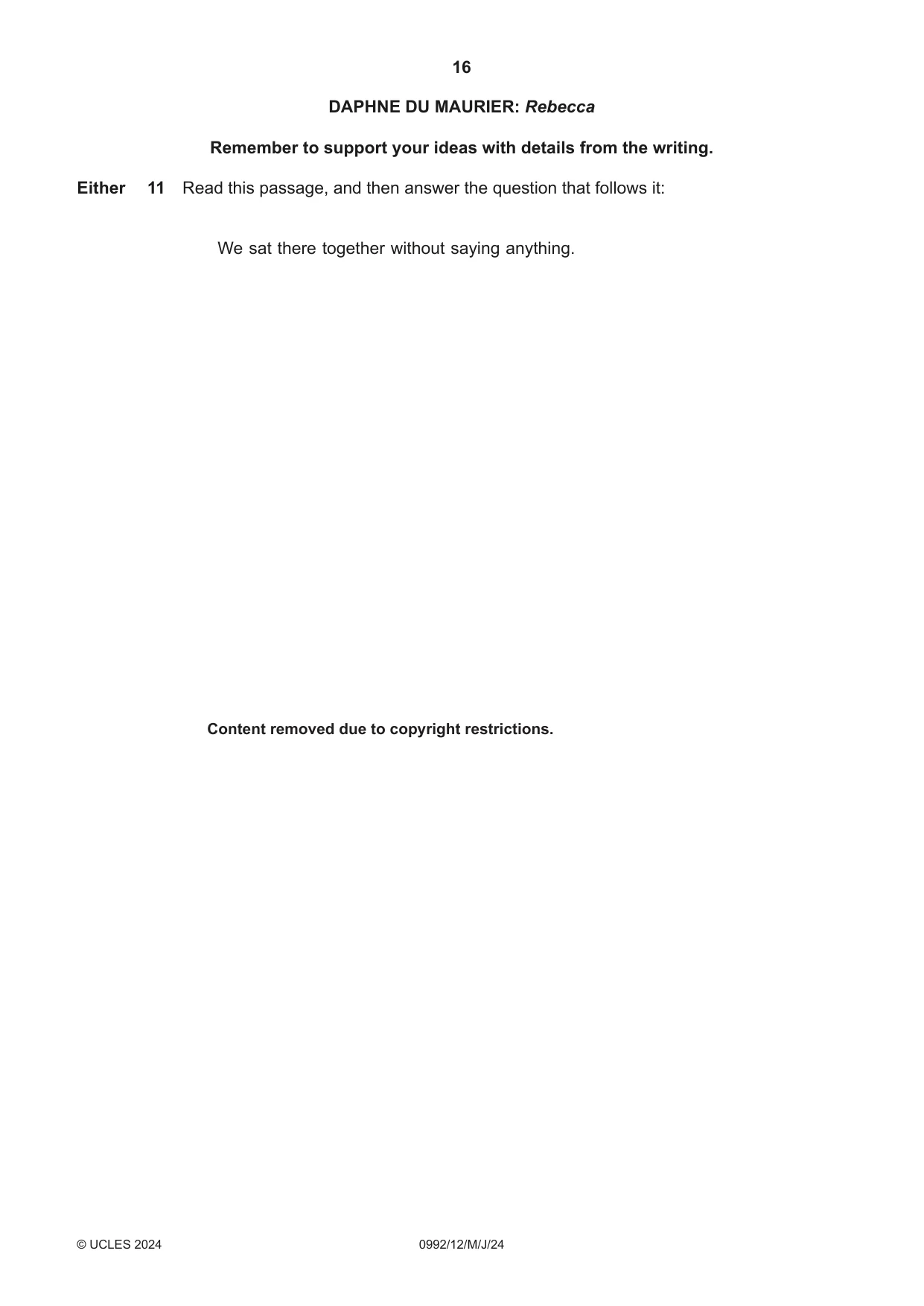 Cambridge IGCSE English - Literature in English (9-1) 0992 2024 May/June Paper 1 · Variant 2 question paper, page 16 of 28