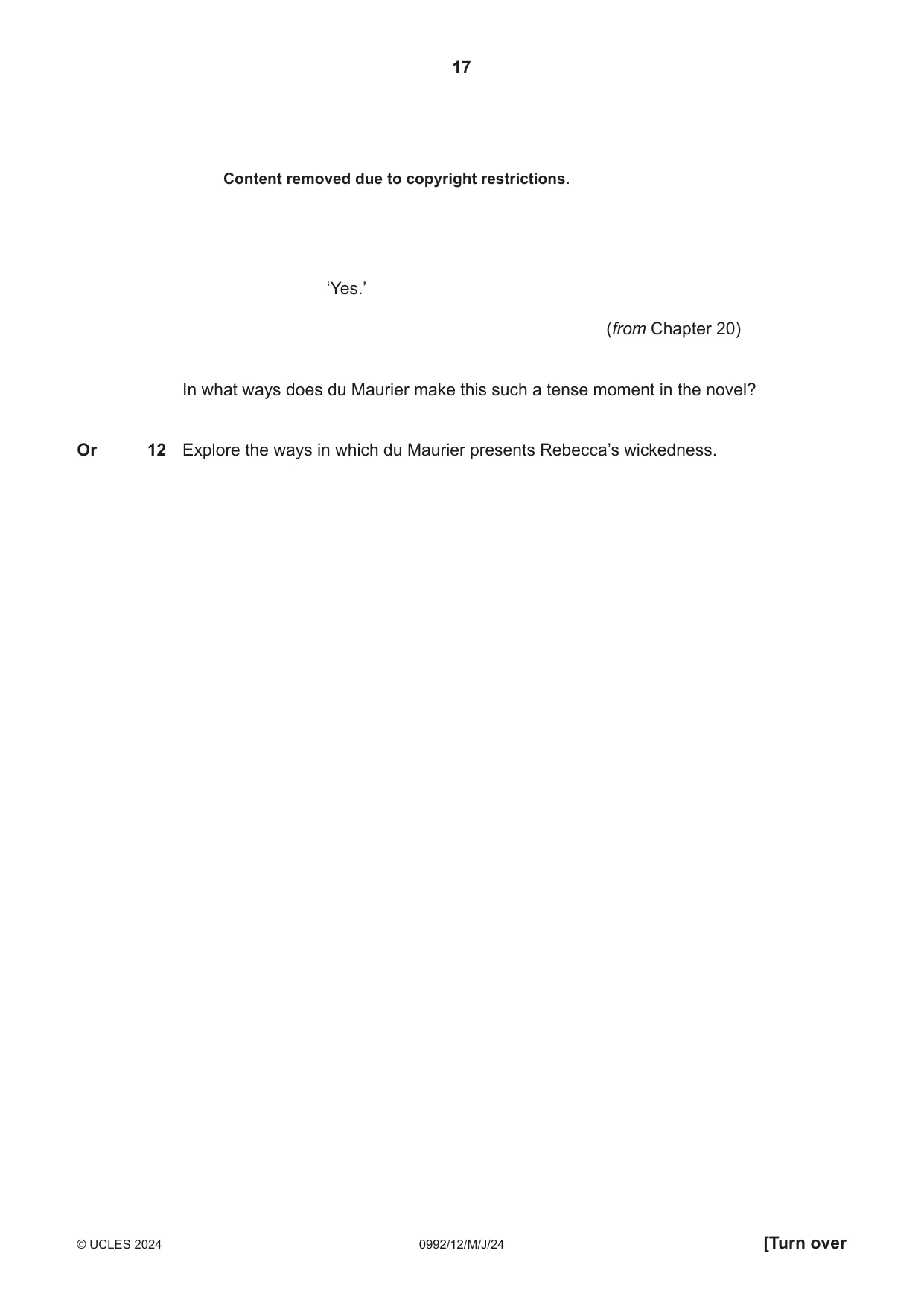 Cambridge IGCSE English - Literature in English (9-1) 0992 2024 May/June Paper 1 · Variant 2 question paper, page 17 of 28