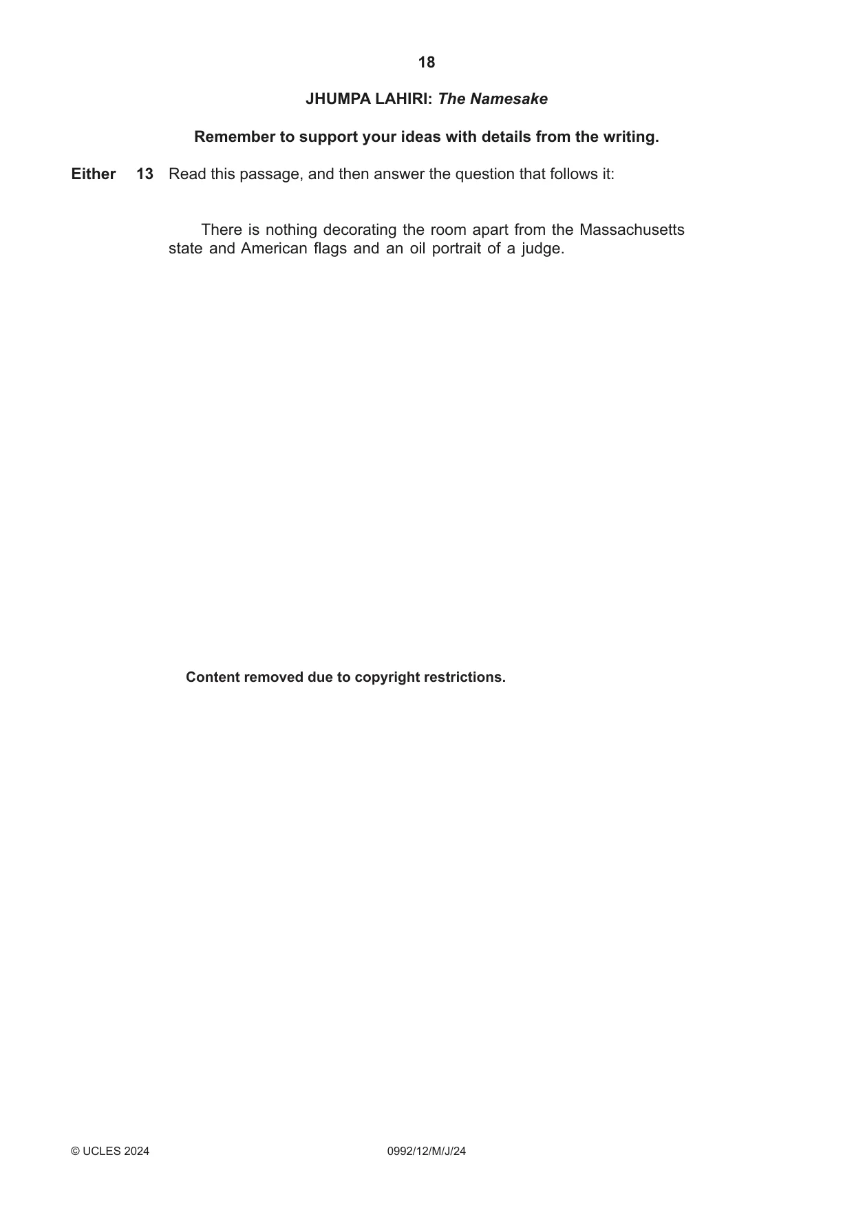 Cambridge IGCSE English - Literature in English (9-1) 0992 2024 May/June Paper 1 · Variant 2 question paper, page 18 of 28
