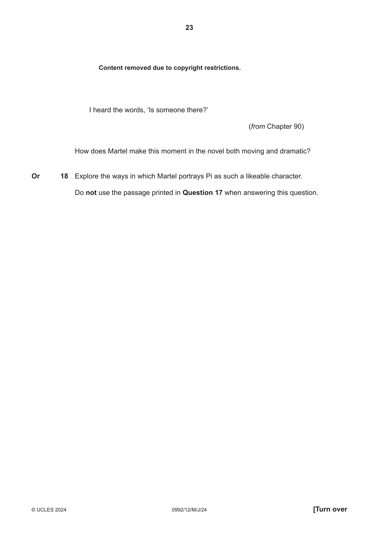 Cambridge IGCSE English - Literature in English (9-1) 0992 2024 May/June Paper 1 · Variant 2 question paper, page 23 of 28
