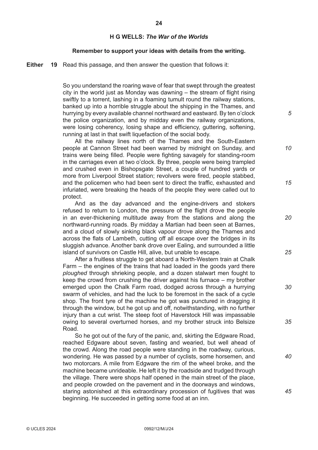 Cambridge IGCSE English - Literature in English (9-1) 0992 2024 May/June Paper 1 · Variant 2 question paper, page 24 of 28