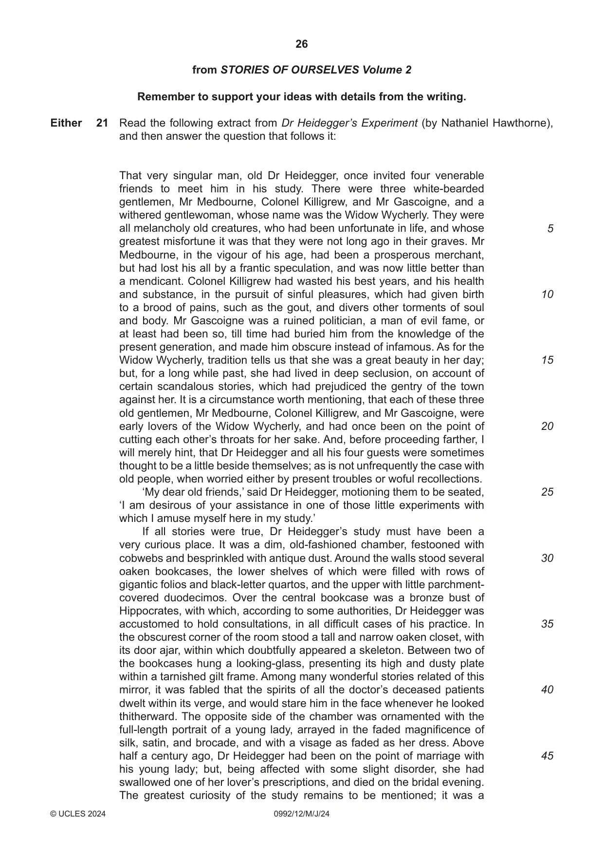 Cambridge IGCSE English - Literature in English (9-1) 0992 2024 May/June Paper 1 · Variant 2 question paper, page 26 of 28