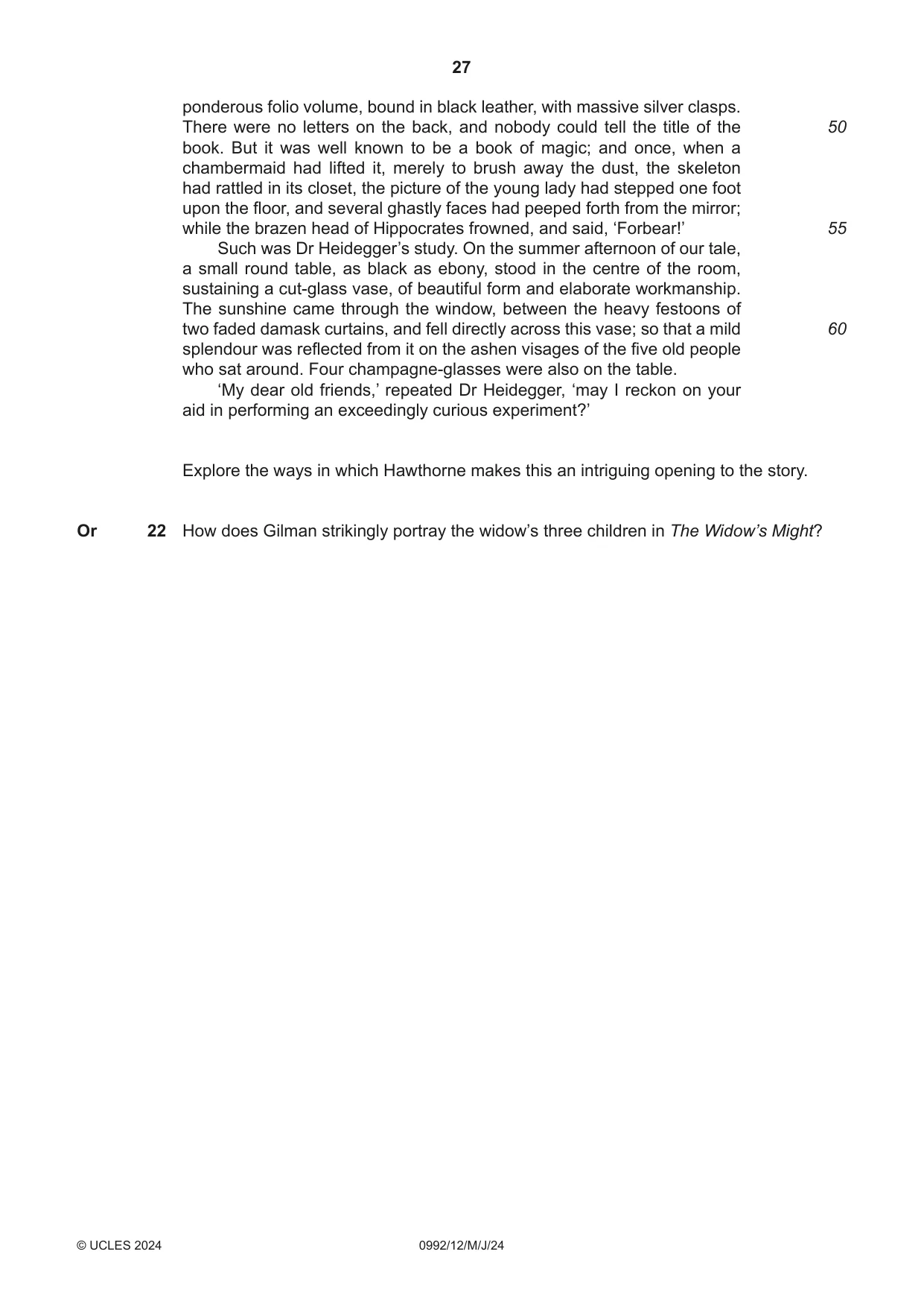 Cambridge IGCSE English - Literature in English (9-1) 0992 2024 May/June Paper 1 · Variant 2 question paper, page 27 of 28