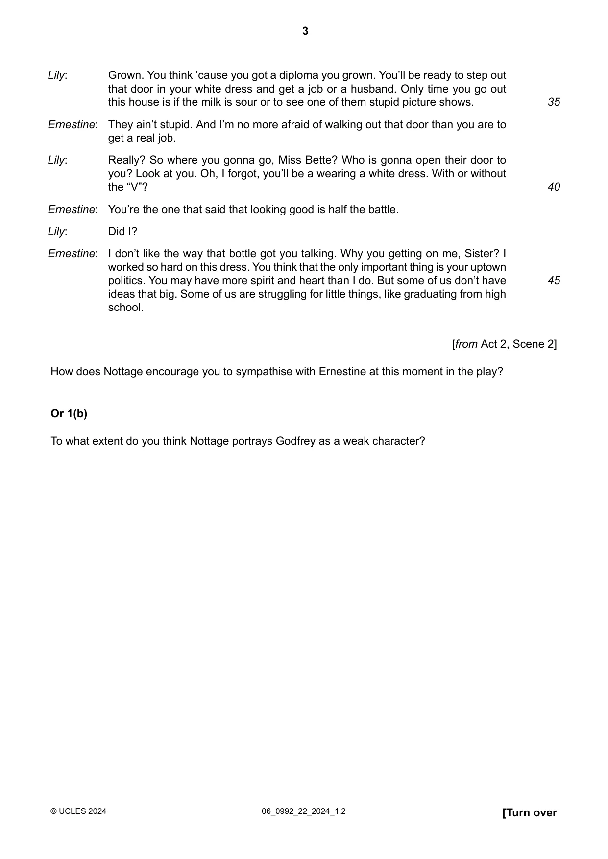 Cambridge IGCSE English - Literature in English (9-1) 0992 2024 May/June Paper 2 · Variant 2 question paper, page 3 of 16