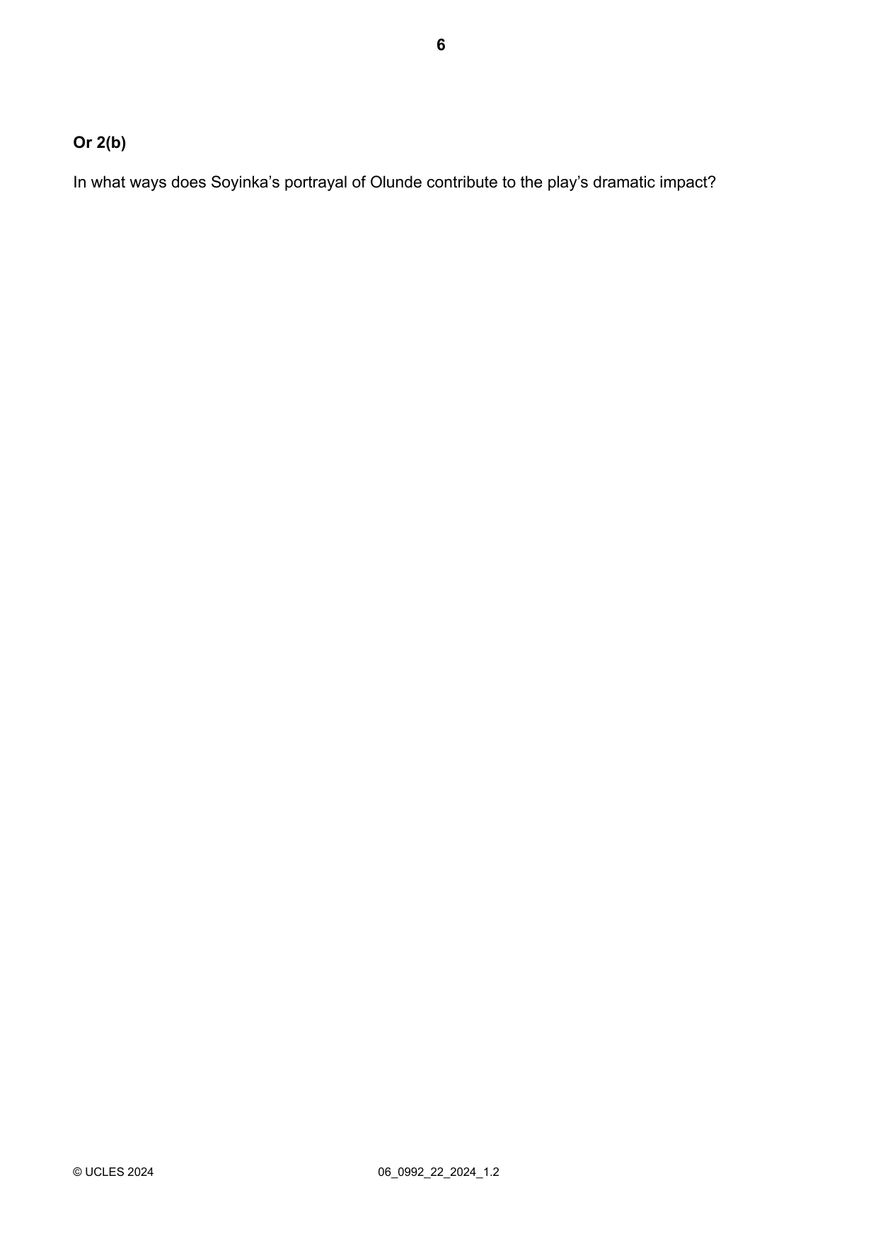 Cambridge IGCSE English - Literature in English (9-1) 0992 2024 May/June Paper 2 · Variant 2 question paper, page 6 of 16