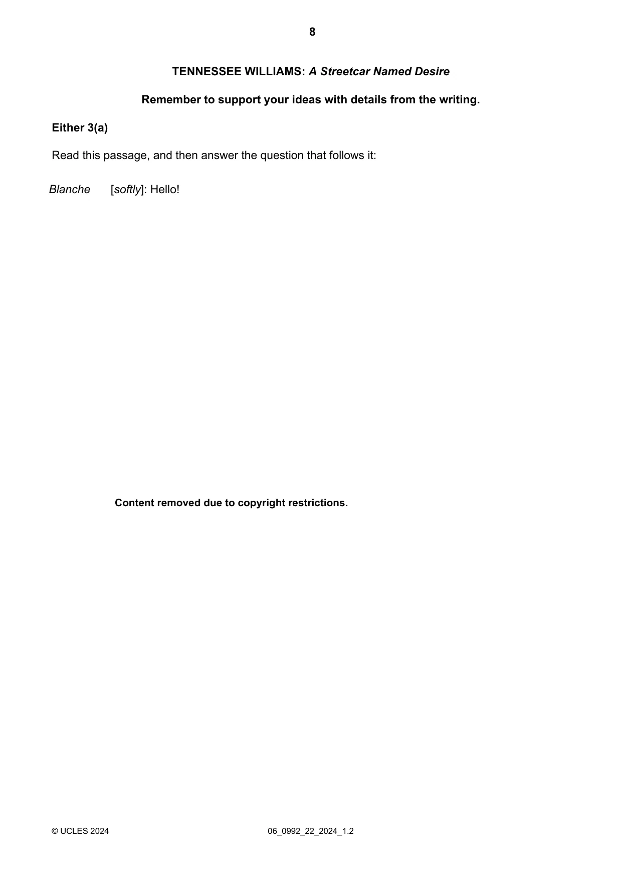 Cambridge IGCSE English - Literature in English (9-1) 0992 2024 May/June Paper 2 · Variant 2 question paper, page 8 of 16