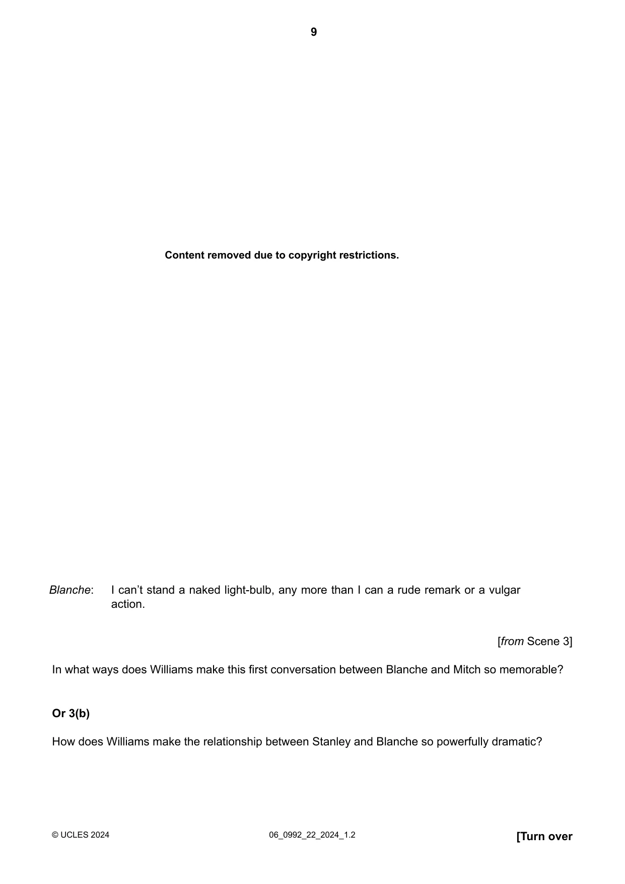 Cambridge IGCSE English - Literature in English (9-1) 0992 2024 May/June Paper 2 · Variant 2 question paper, page 9 of 16