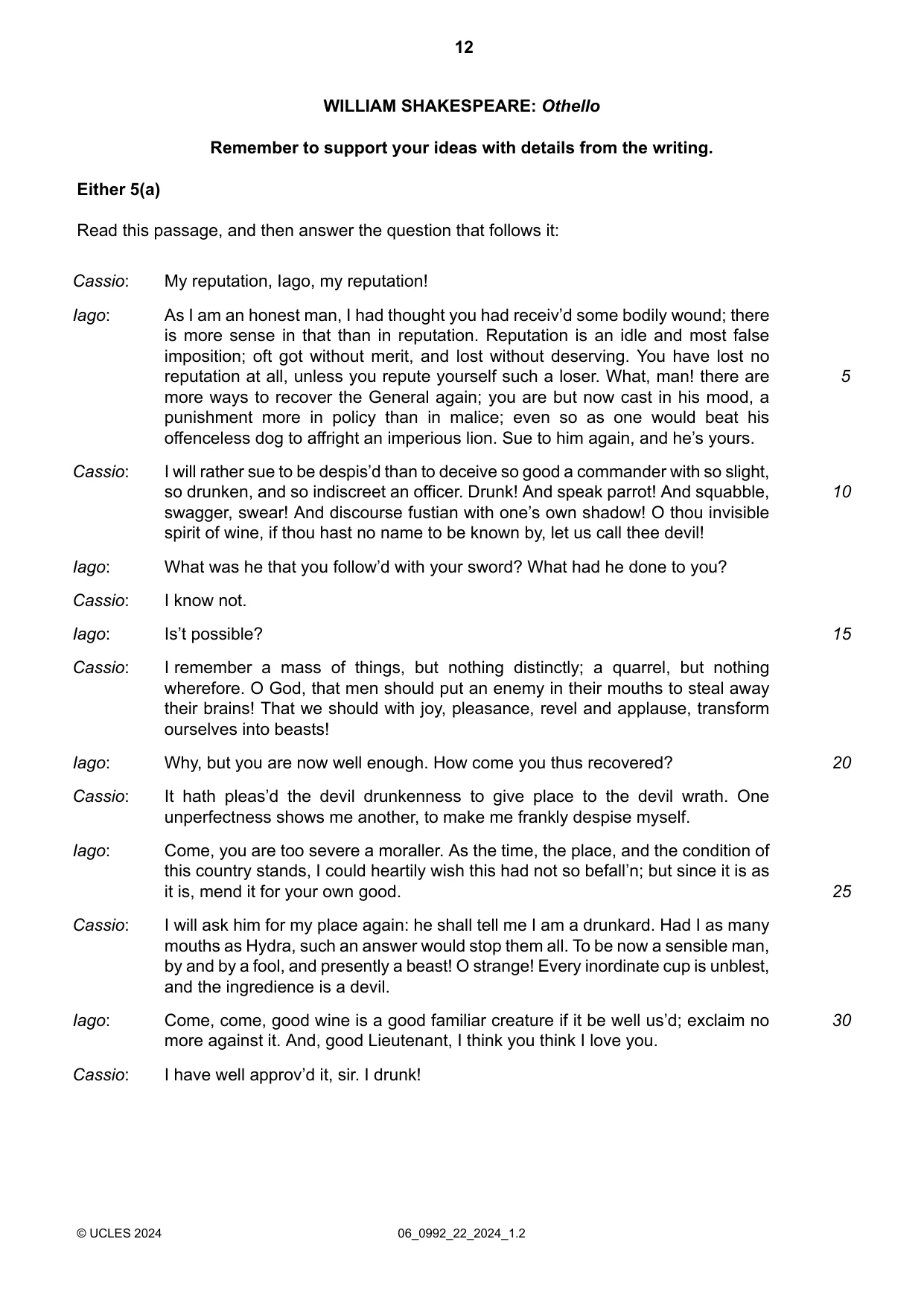 Cambridge IGCSE English - Literature in English (9-1) 0992 2024 May/June Paper 2 · Variant 2 question paper, page 12 of 16
