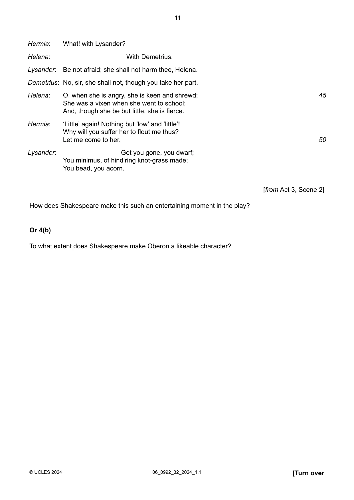 Cambridge IGCSE English - Literature in English (9-1) 0992 2024 May/June Paper 3 · Variant 2 question paper, page 11 of 16