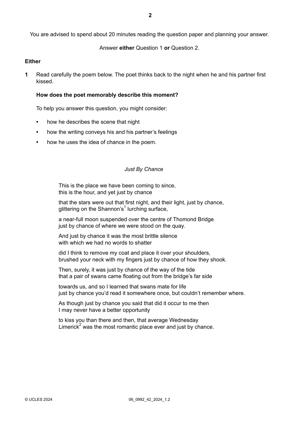 Cambridge IGCSE English - Literature in English (9-1) 0992 2024 May/June Paper 4 · Variant 2 question paper, page 2 of 8