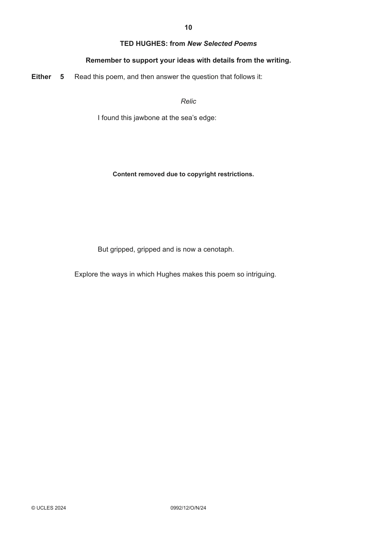 Cambridge IGCSE English - Literature in English (9-1) 0992 2024 Oct/Nov Paper 1 · Variant 2 question paper, page 10 of 28