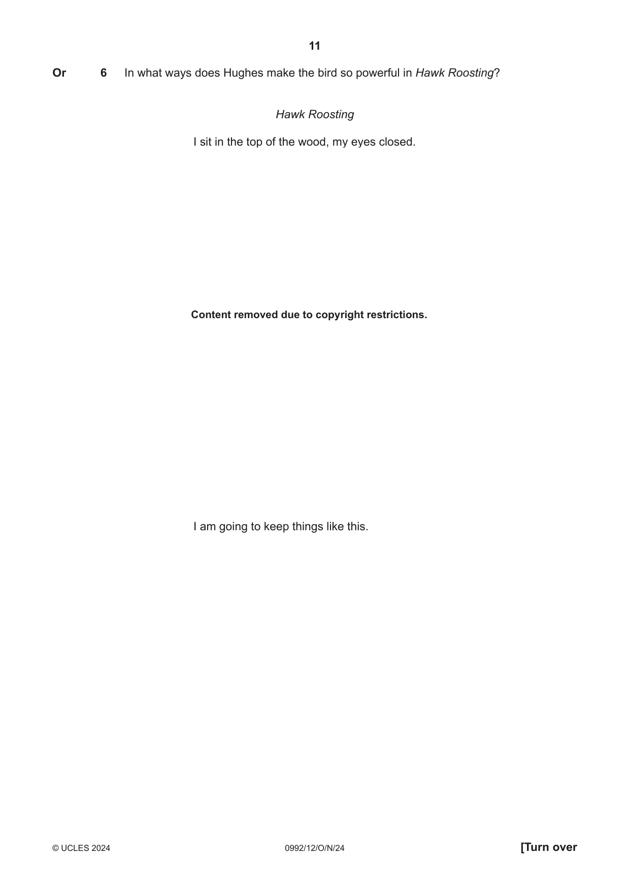 Cambridge IGCSE English - Literature in English (9-1) 0992 2024 Oct/Nov Paper 1 · Variant 2 question paper, page 11 of 28