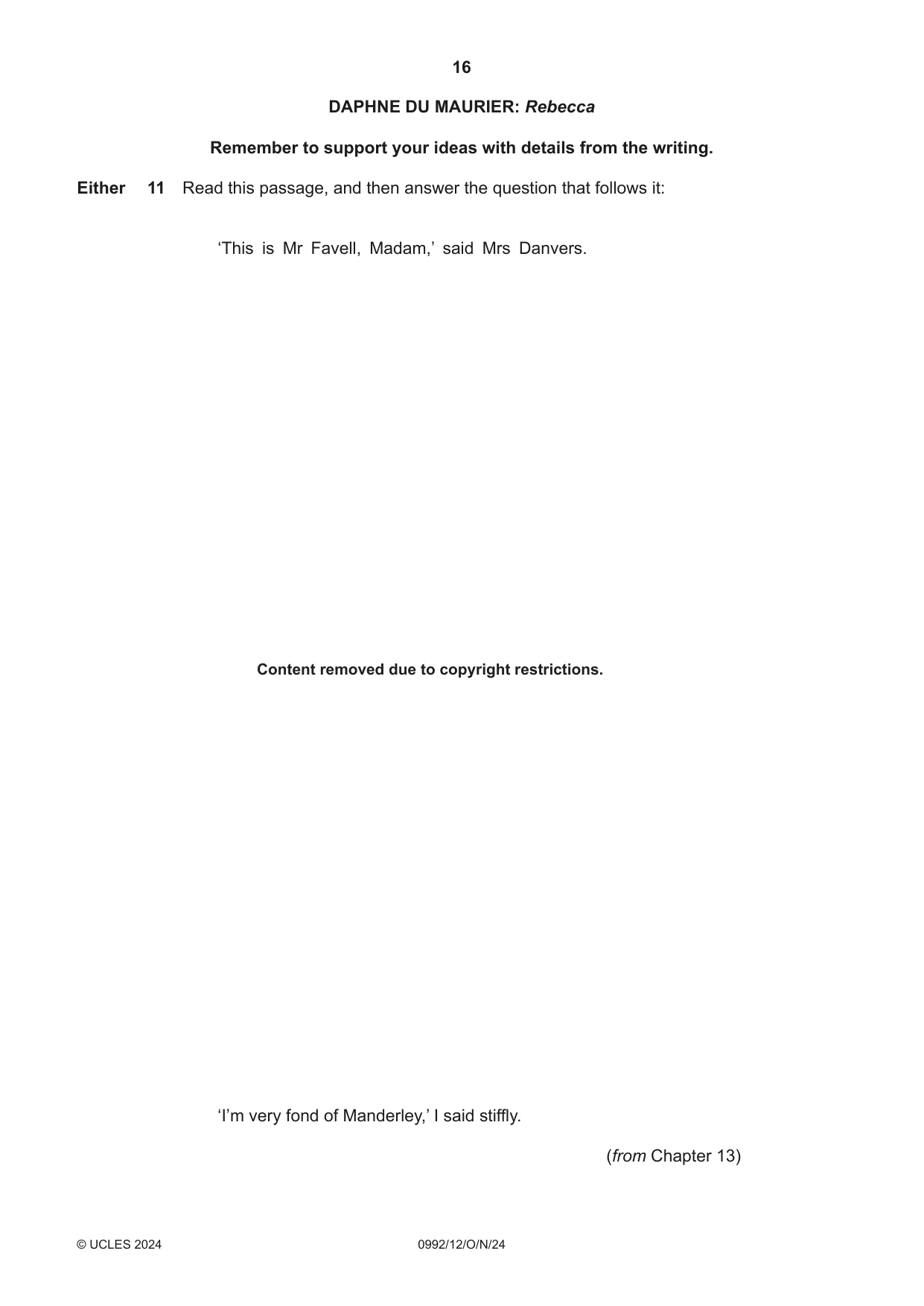 Cambridge IGCSE English - Literature in English (9-1) 0992 2024 Oct/Nov Paper 1 · Variant 2 question paper, page 16 of 28
