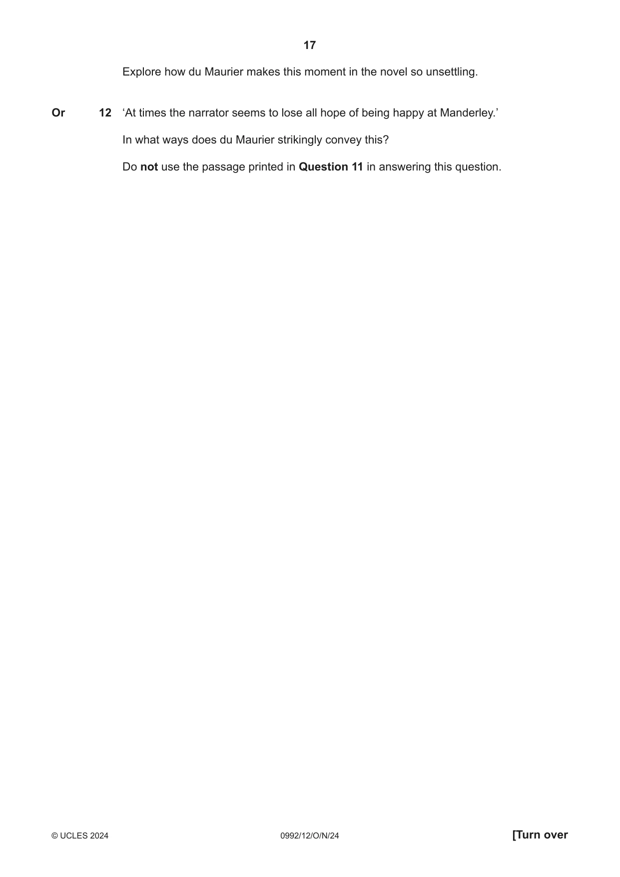 Cambridge IGCSE English - Literature in English (9-1) 0992 2024 Oct/Nov Paper 1 · Variant 2 question paper, page 17 of 28