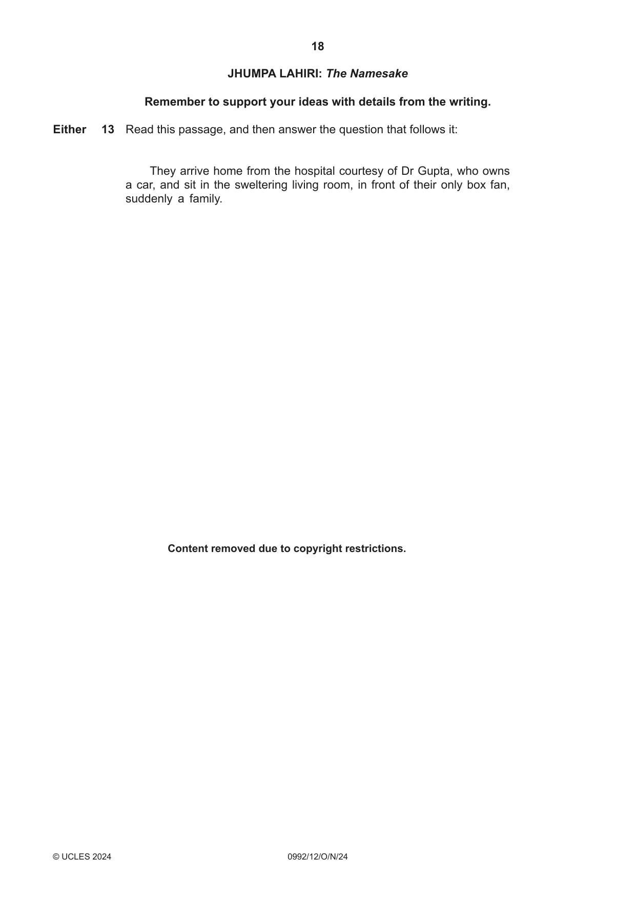 Cambridge IGCSE English - Literature in English (9-1) 0992 2024 Oct/Nov Paper 1 · Variant 2 question paper, page 18 of 28