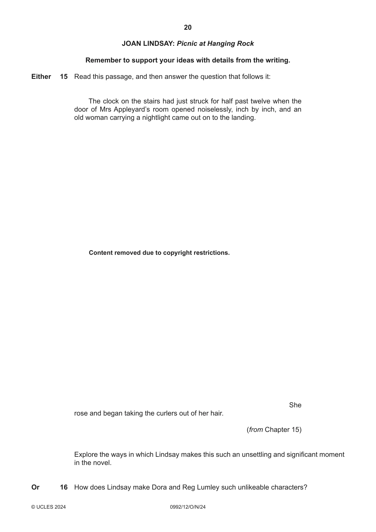 Cambridge IGCSE English - Literature in English (9-1) 0992 2024 Oct/Nov Paper 1 · Variant 2 question paper, page 20 of 28
