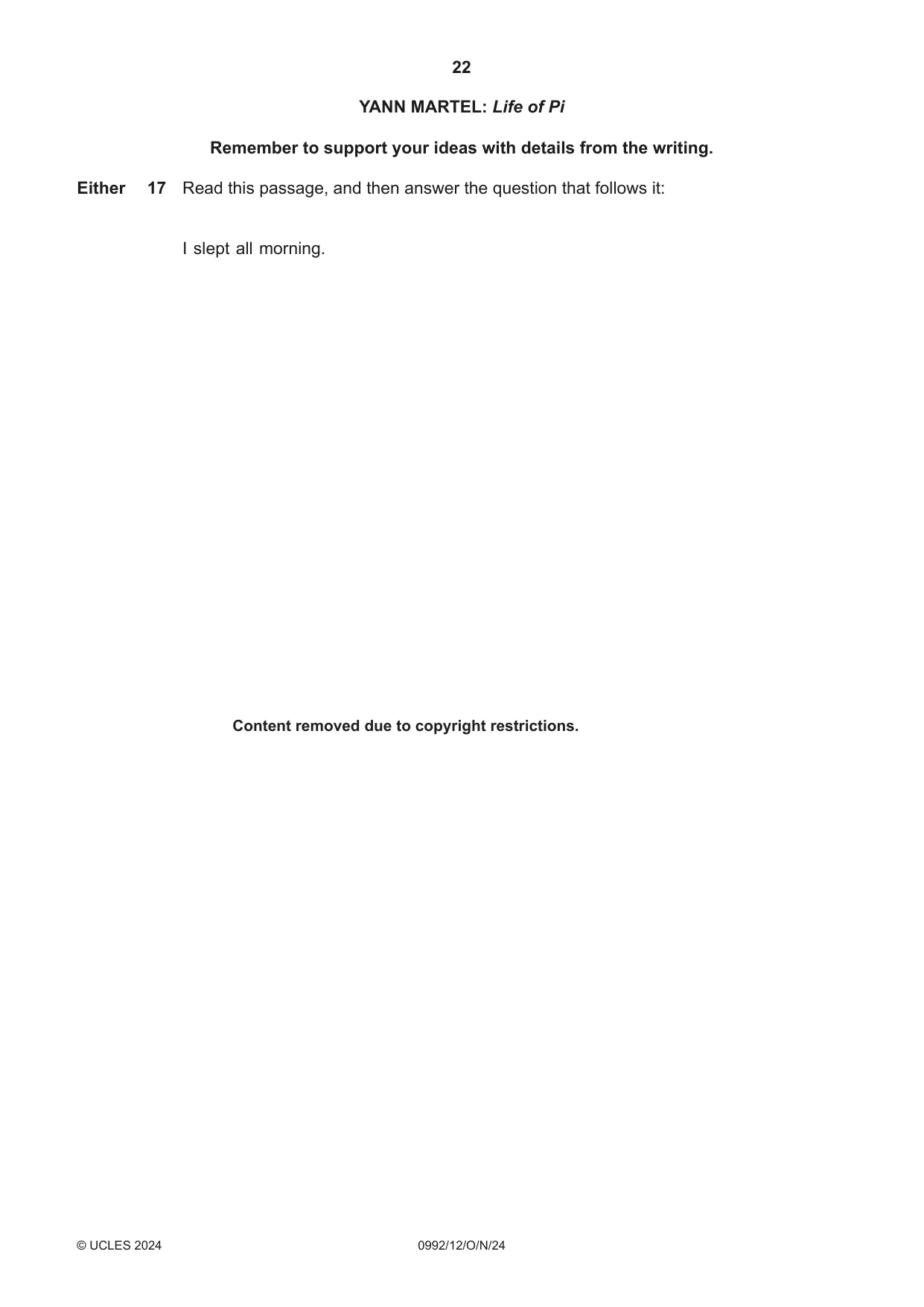 Cambridge IGCSE English - Literature in English (9-1) 0992 2024 Oct/Nov Paper 1 · Variant 2 question paper, page 22 of 28