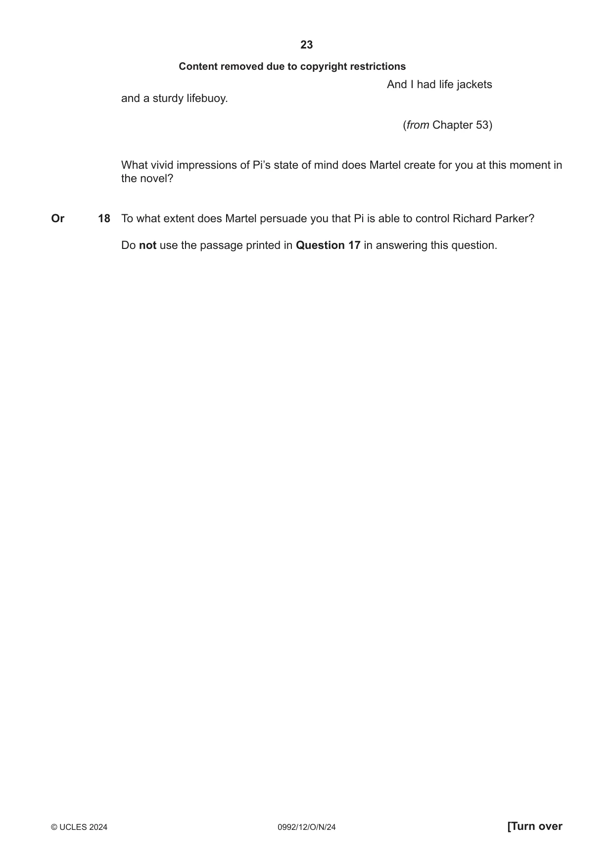 Cambridge IGCSE English - Literature in English (9-1) 0992 2024 Oct/Nov Paper 1 · Variant 2 question paper, page 23 of 28