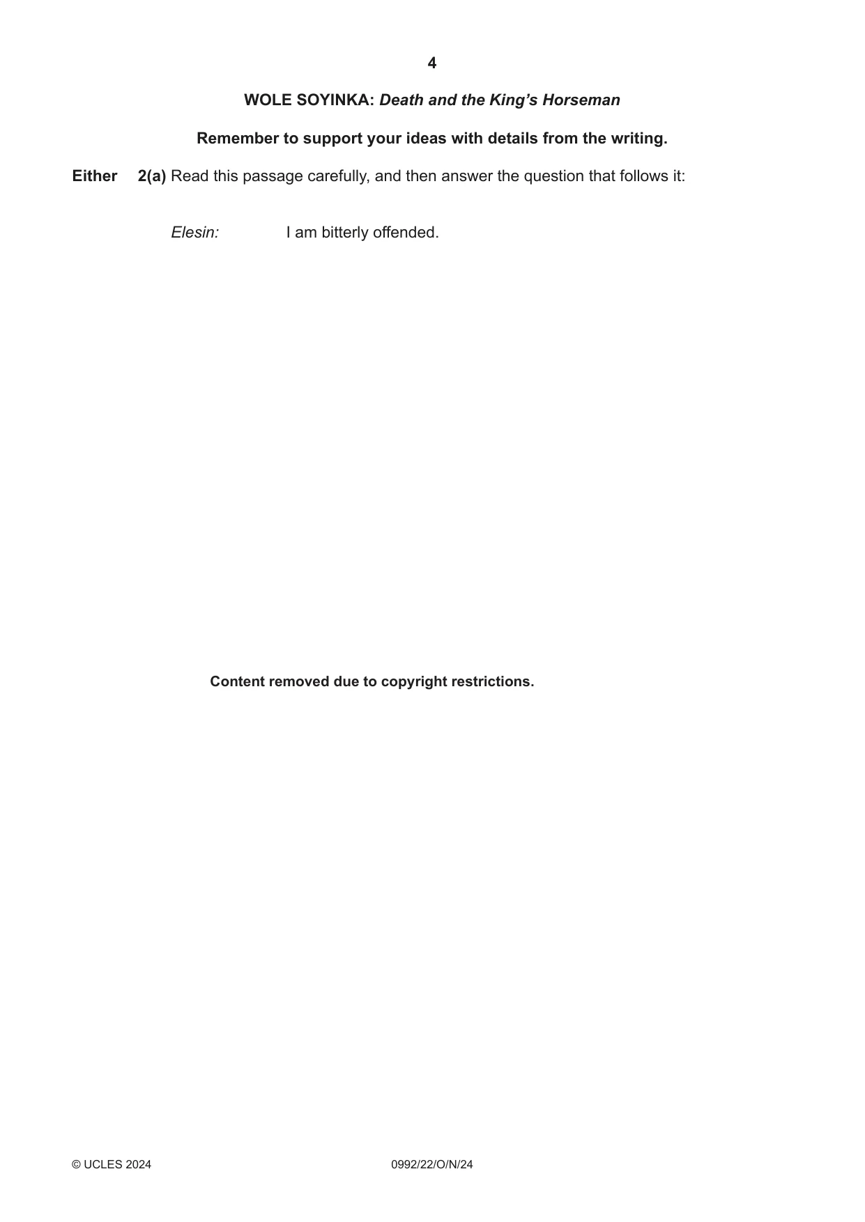 Cambridge IGCSE English - Literature in English (9-1) 0992 2024 Oct/Nov Paper 2 · Variant 2 question paper, page 4 of 12
