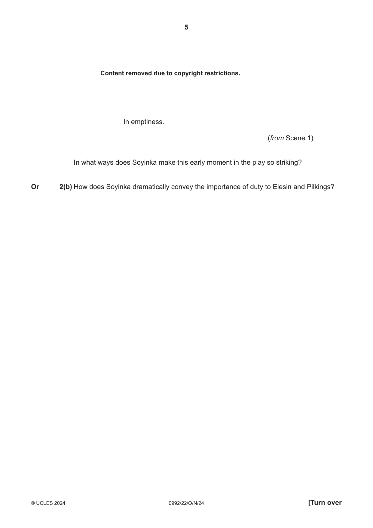 Cambridge IGCSE English - Literature in English (9-1) 0992 2024 Oct/Nov Paper 2 · Variant 2 question paper, page 5 of 12