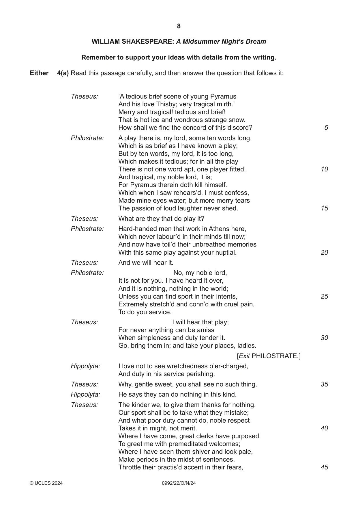 Cambridge IGCSE English - Literature in English (9-1) 0992 2024 Oct/Nov Paper 2 · Variant 2 question paper, page 8 of 12
