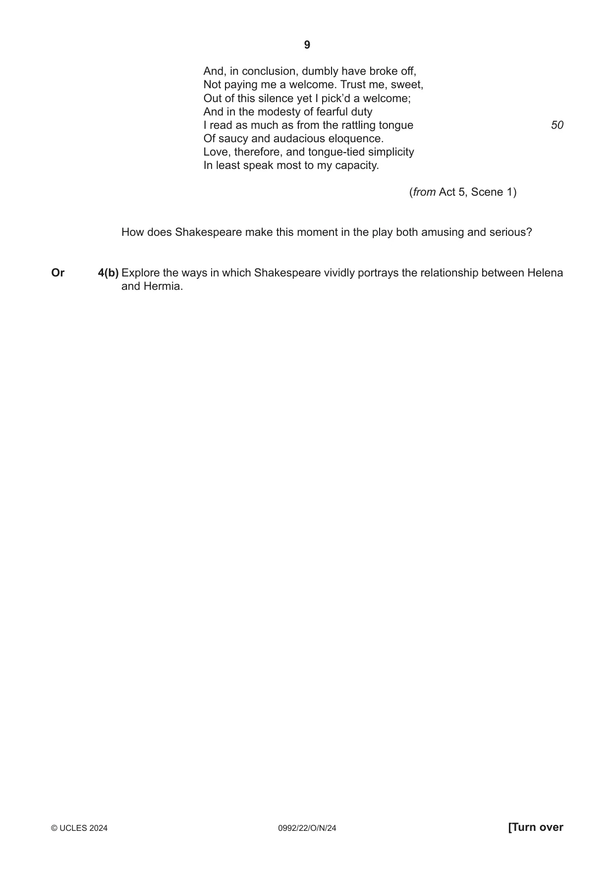 Cambridge IGCSE English - Literature in English (9-1) 0992 2024 Oct/Nov Paper 2 · Variant 2 question paper, page 9 of 12