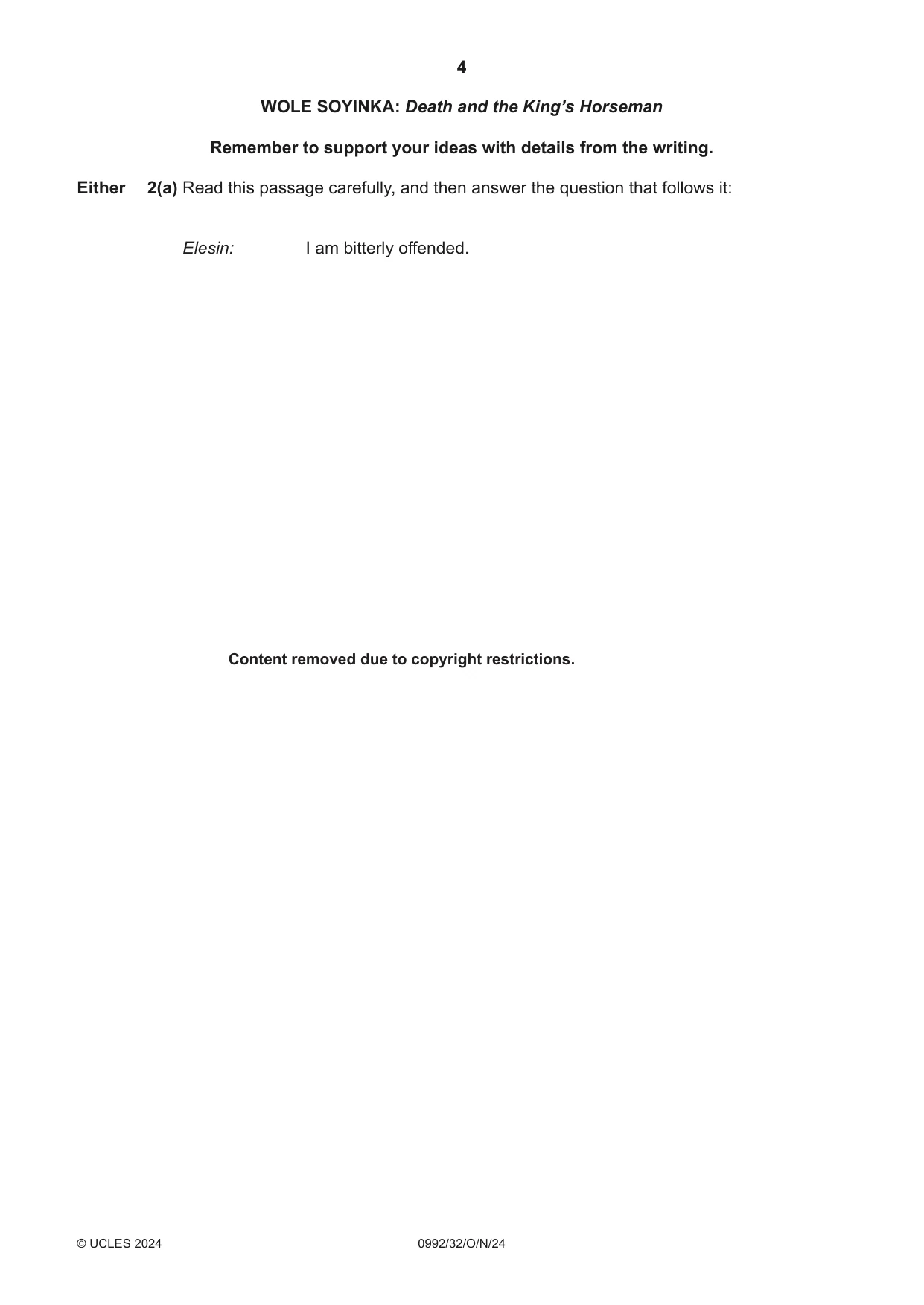 Cambridge IGCSE English - Literature in English (9-1) 0992 2024 Oct/Nov Paper 3 · Variant 2 question paper, page 4 of 12