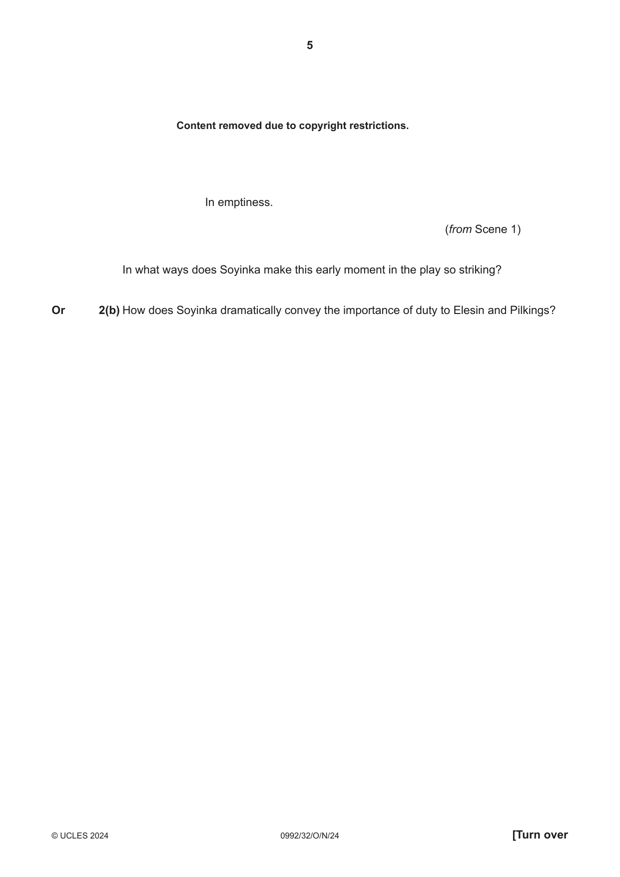 Cambridge IGCSE English - Literature in English (9-1) 0992 2024 Oct/Nov Paper 3 · Variant 2 question paper, page 5 of 12