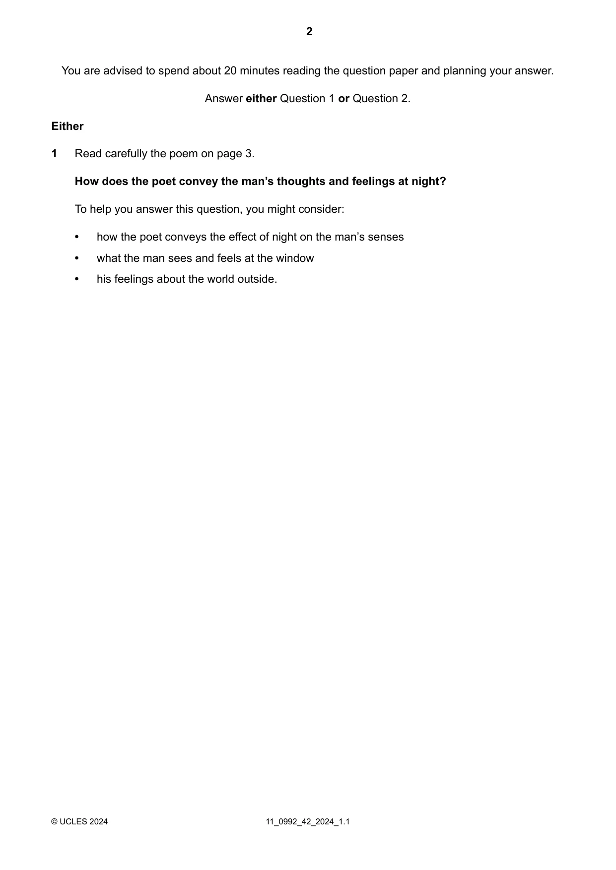 Cambridge IGCSE English - Literature in English (9-1) 0992 2024 Oct/Nov Paper 4 · Variant 2 question paper, page 2 of 8