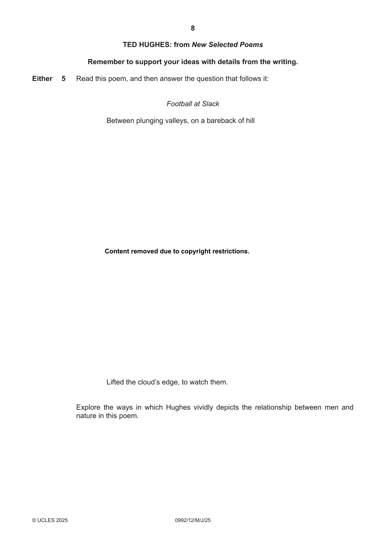 Cambridge IGCSE English - Literature in English (9-1) 0992 2025 May/June Paper 1 · Variant 2 question paper, page 8 of 28