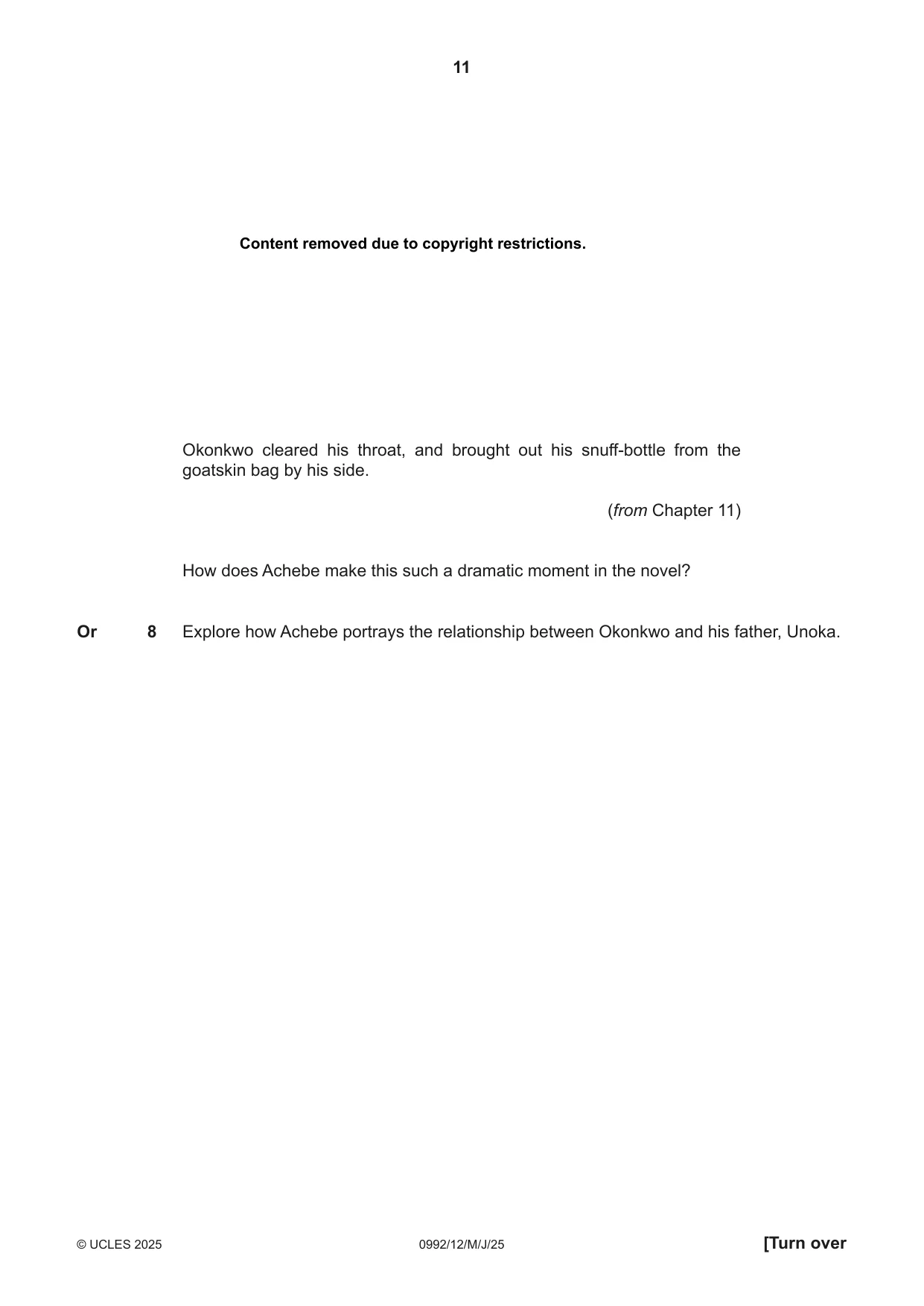 Cambridge IGCSE English - Literature in English (9-1) 0992 2025 May/June Paper 1 · Variant 2 question paper, page 11 of 28