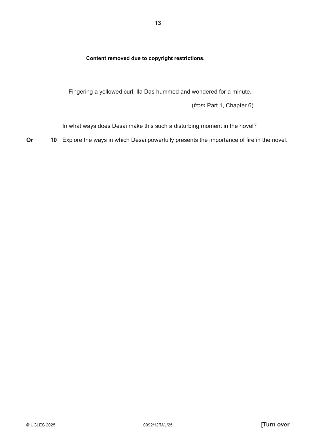Cambridge IGCSE English - Literature in English (9-1) 0992 2025 May/June Paper 1 · Variant 2 question paper, page 13 of 28
