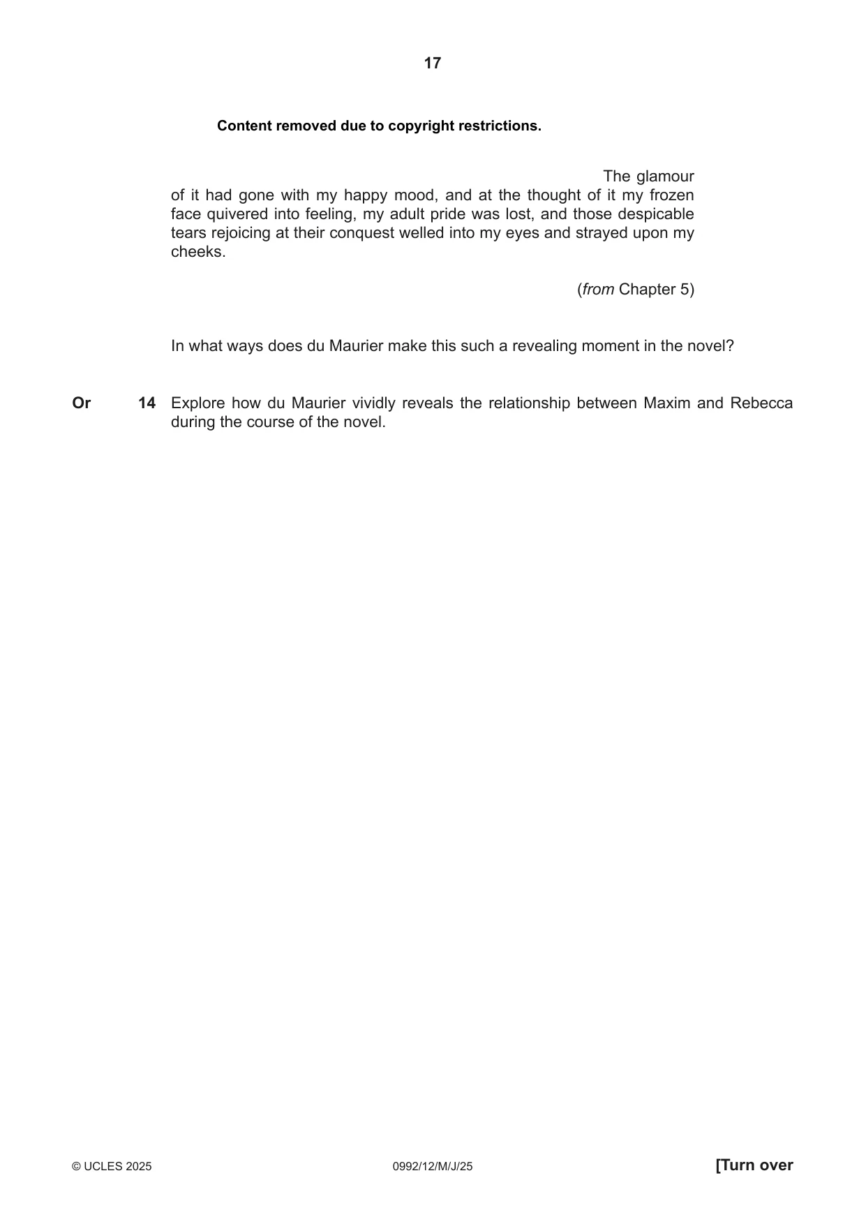 Cambridge IGCSE English - Literature in English (9-1) 0992 2025 May/June Paper 1 · Variant 2 question paper, page 17 of 28