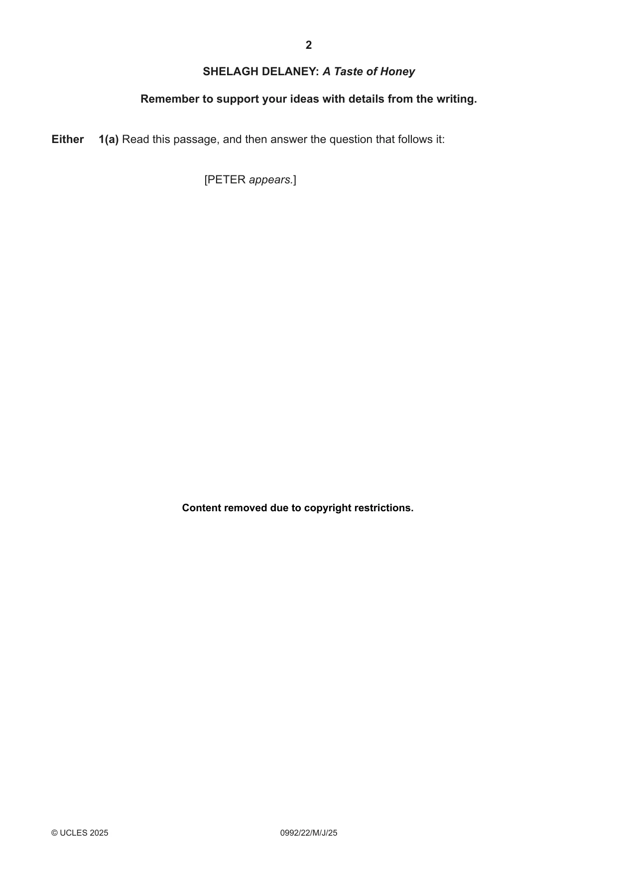 Cambridge IGCSE English - Literature in English (9-1) 0992 2025 May/June Paper 2 · Variant 2 question paper, page 2 of 12