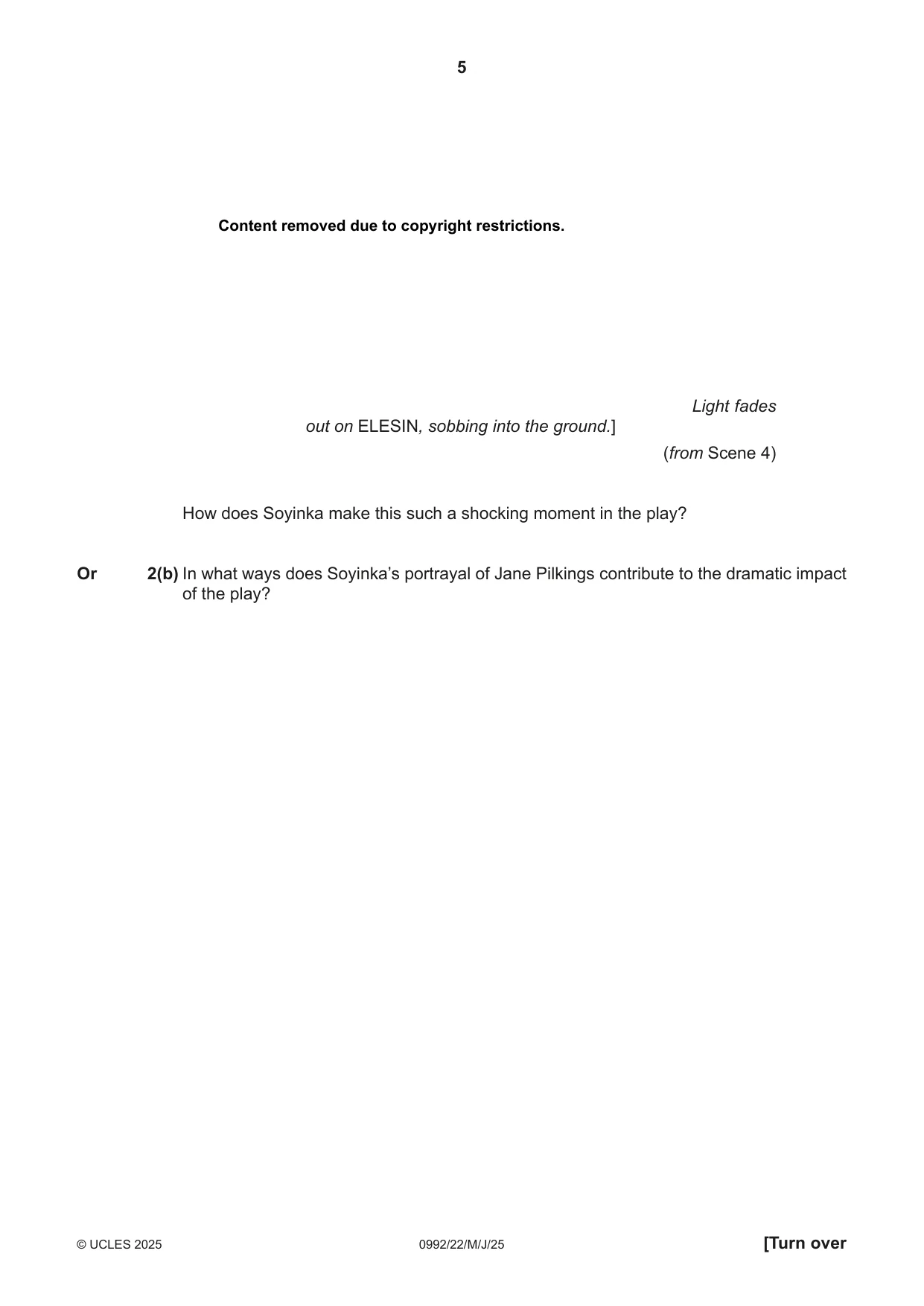 Cambridge IGCSE English - Literature in English (9-1) 0992 2025 May/June Paper 2 · Variant 2 question paper, page 5 of 12