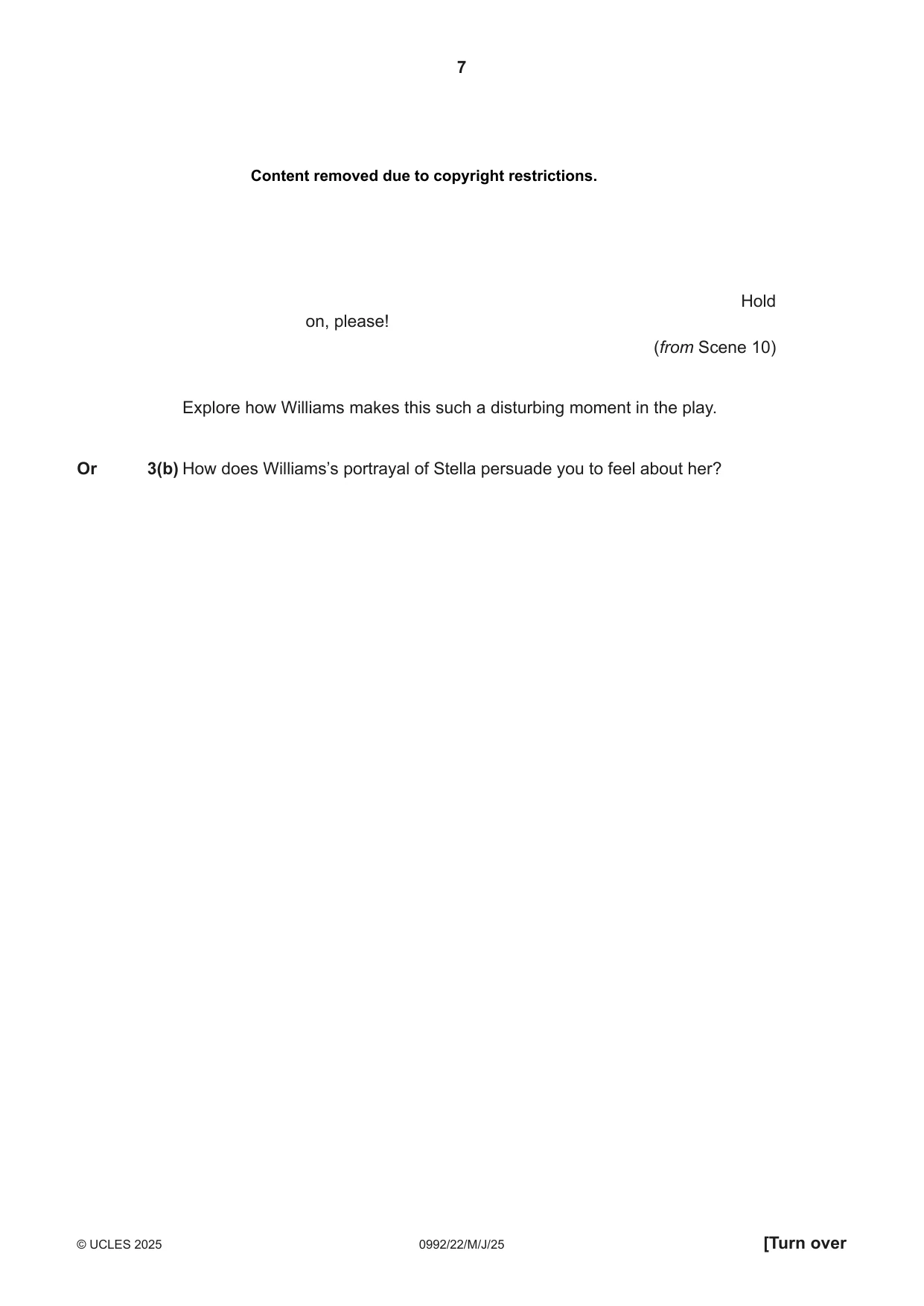 Cambridge IGCSE English - Literature in English (9-1) 0992 2025 May/June Paper 2 · Variant 2 question paper, page 7 of 12
