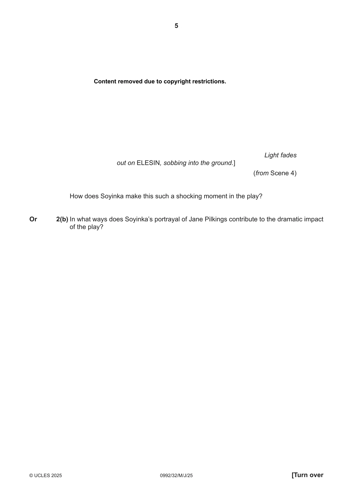 Cambridge IGCSE English - Literature in English (9-1) 0992 2025 May/June Paper 3 · Variant 2 question paper, page 5 of 12