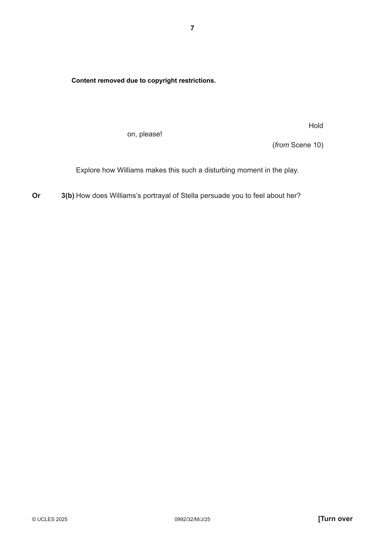Cambridge IGCSE English - Literature in English (9-1) 0992 2025 May/June Paper 3 · Variant 2 question paper, page 7 of 12