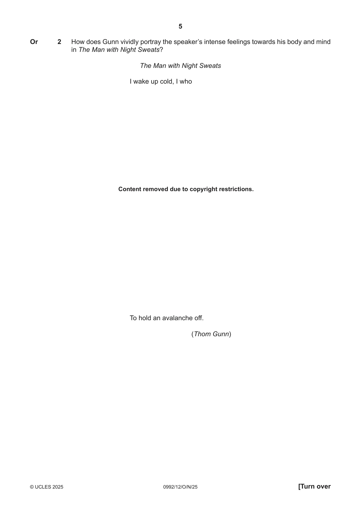 Cambridge IGCSE English - Literature in English (9-1) 0992 2025 Oct/Nov Paper 1 · Variant 2 question paper, page 5 of 28