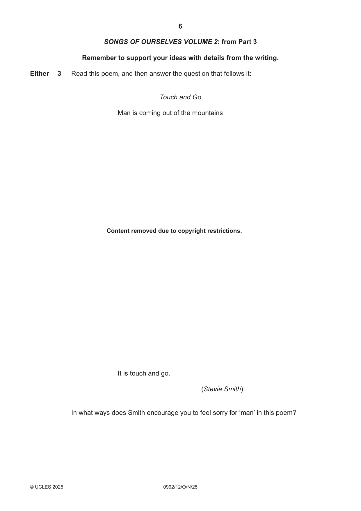 Cambridge IGCSE English - Literature in English (9-1) 0992 2025 Oct/Nov Paper 1 · Variant 2 question paper, page 6 of 28