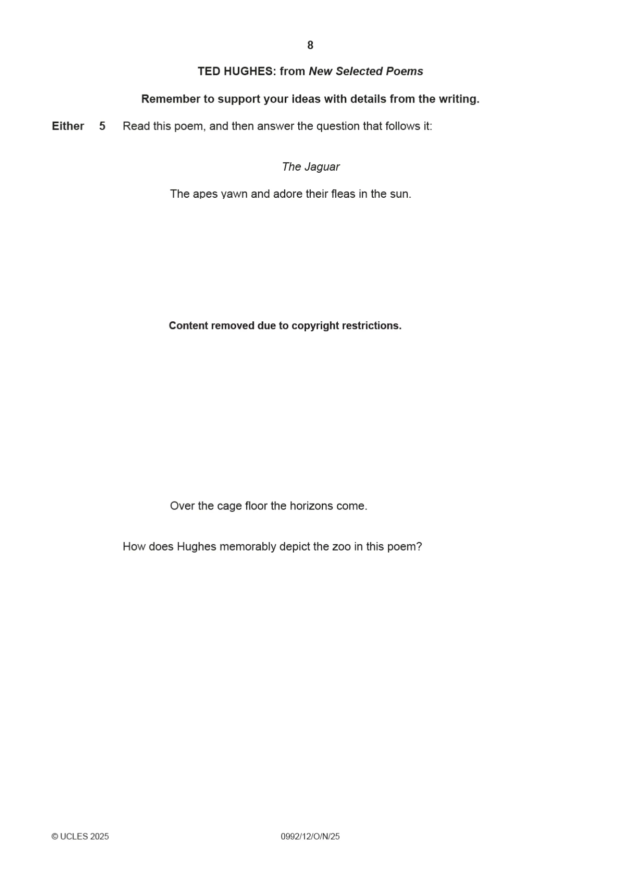 Cambridge IGCSE English - Literature in English (9-1) 0992 2025 Oct/Nov Paper 1 · Variant 2 question paper, page 8 of 28